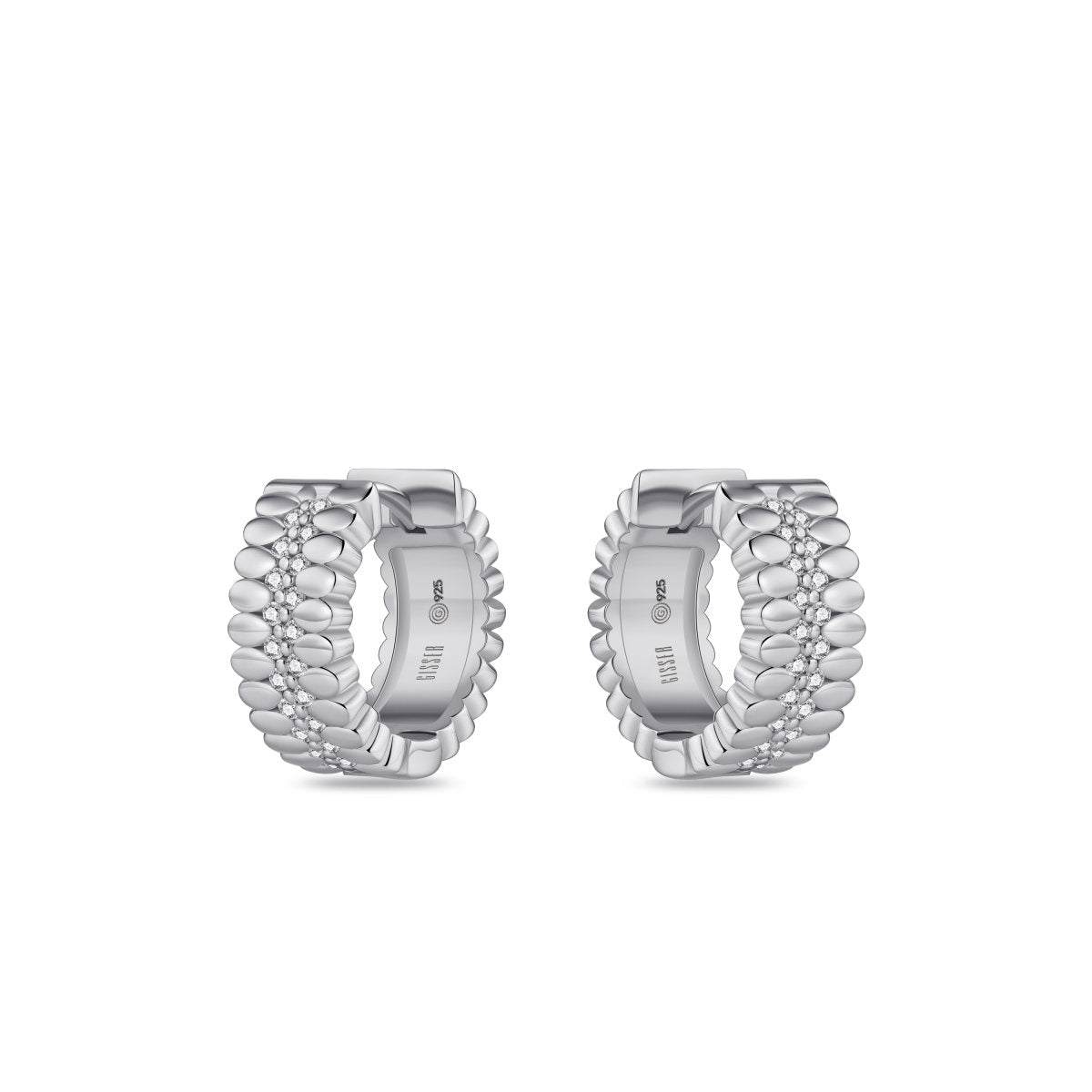 Gisser Oorringen Zilver Gerhodineerd Zirkonia Wit – KC1062