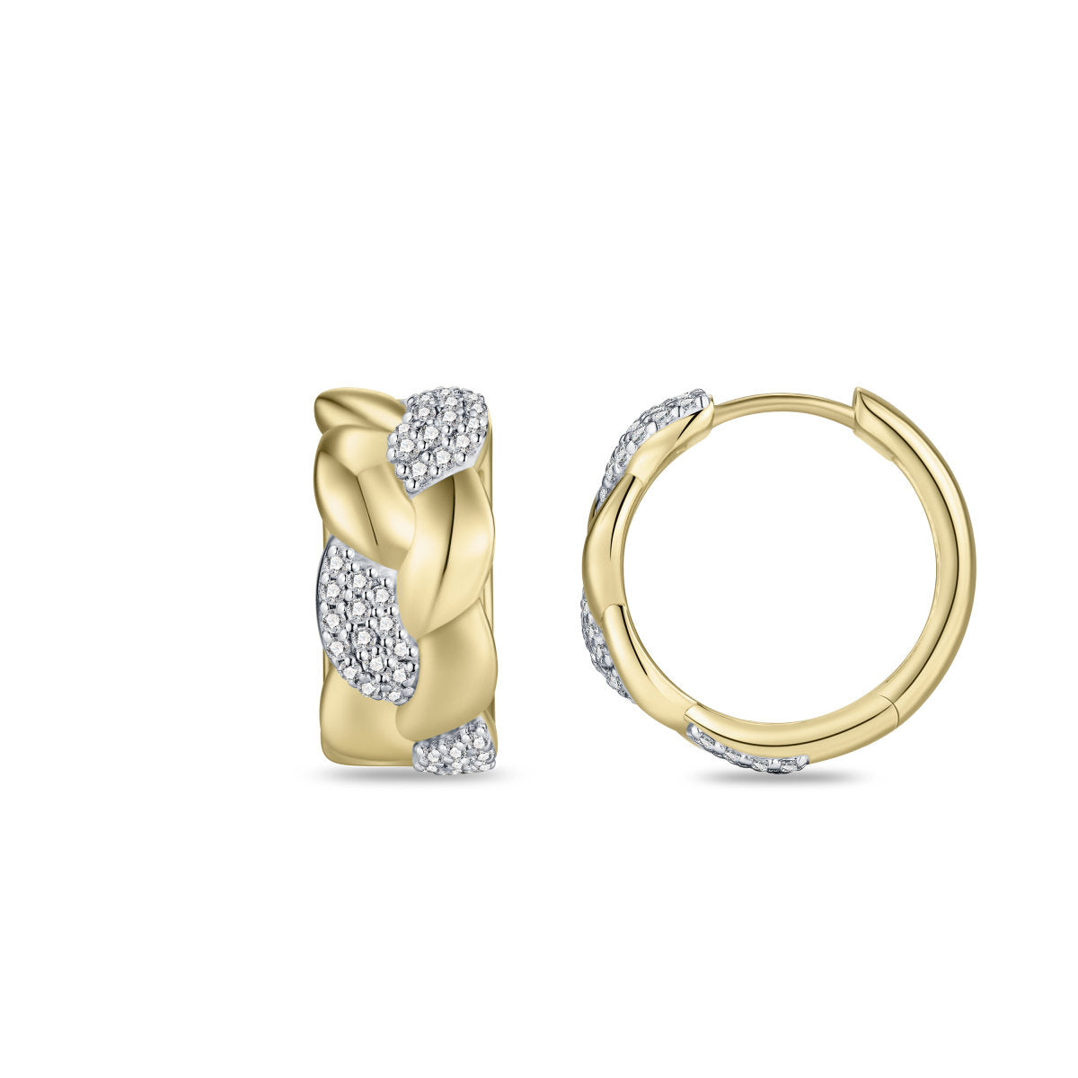 Gisser Oorringen Zilver Verguld Bicolor Zirkonia Wit – KC1064Y – foto 3