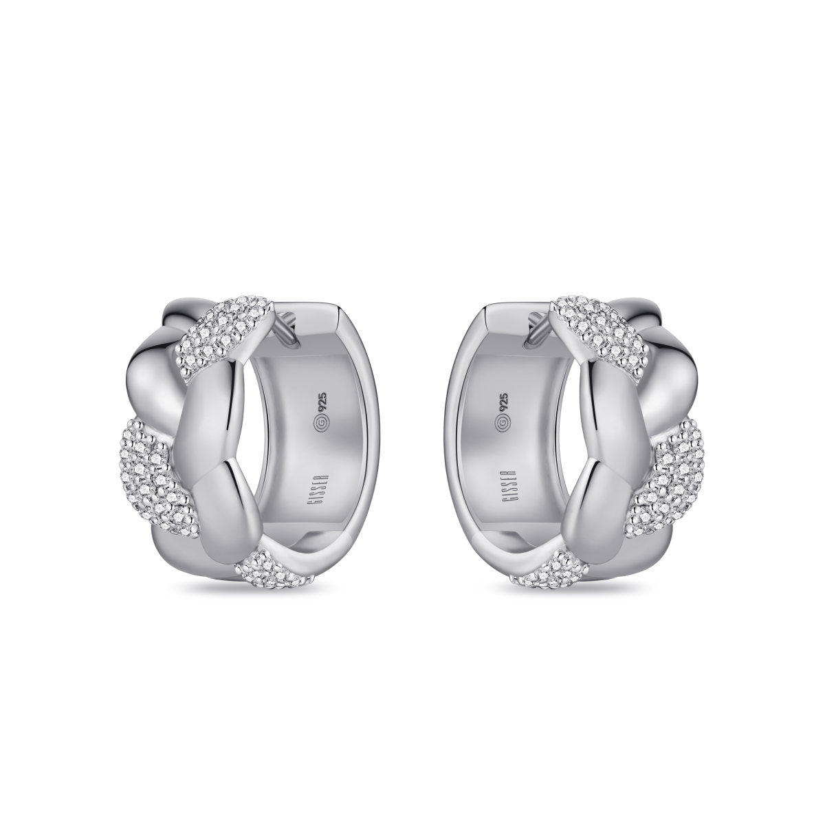 Gisser Oorringen Zilver Gerhodineerd Zirkonia Wit – KC1064