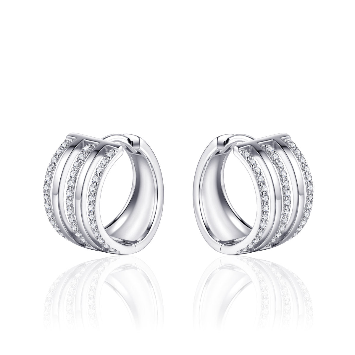 Gisser Oorringen Zilver Gerhodineerd Zirkonia Wit – KC365