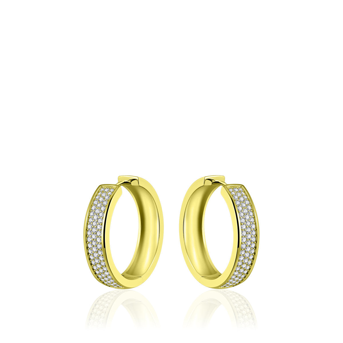 Gisser Oorringen Zilver Geel Verguld Zirkonia Wit – KCD7/30Y