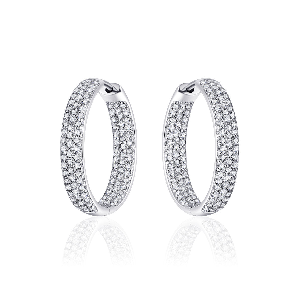 Gisser Oorringen Zilver Gerhodineerd Zirkonia Wit – KCH4/23