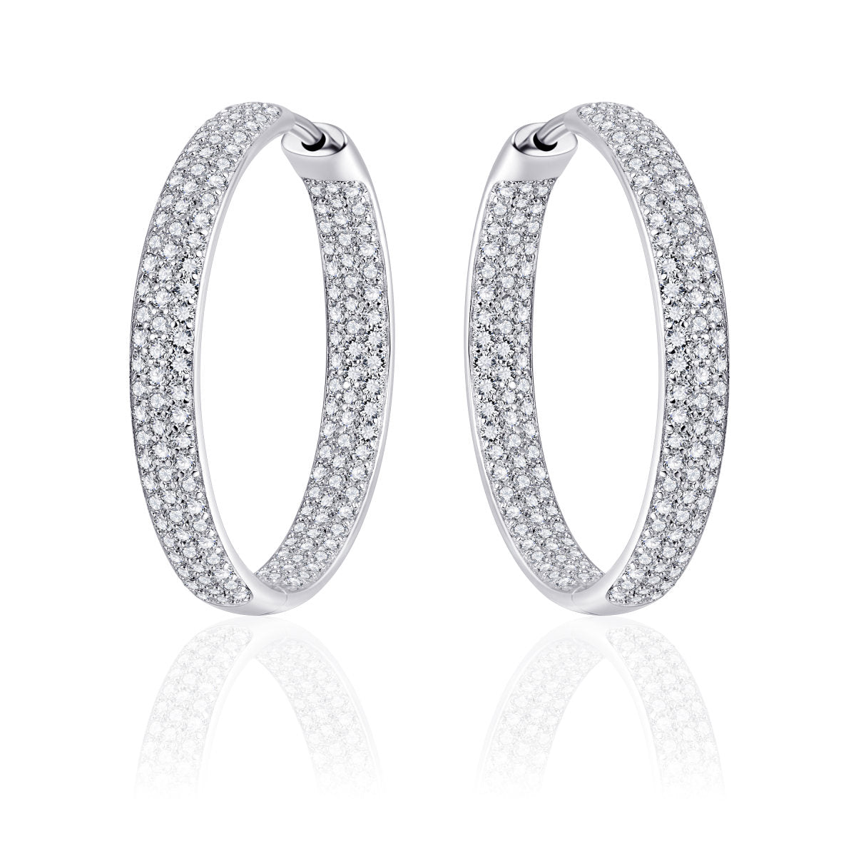 Gisser Oorbellen Zilver Gerhodineerd Zirkonia Wit – KCH4/30