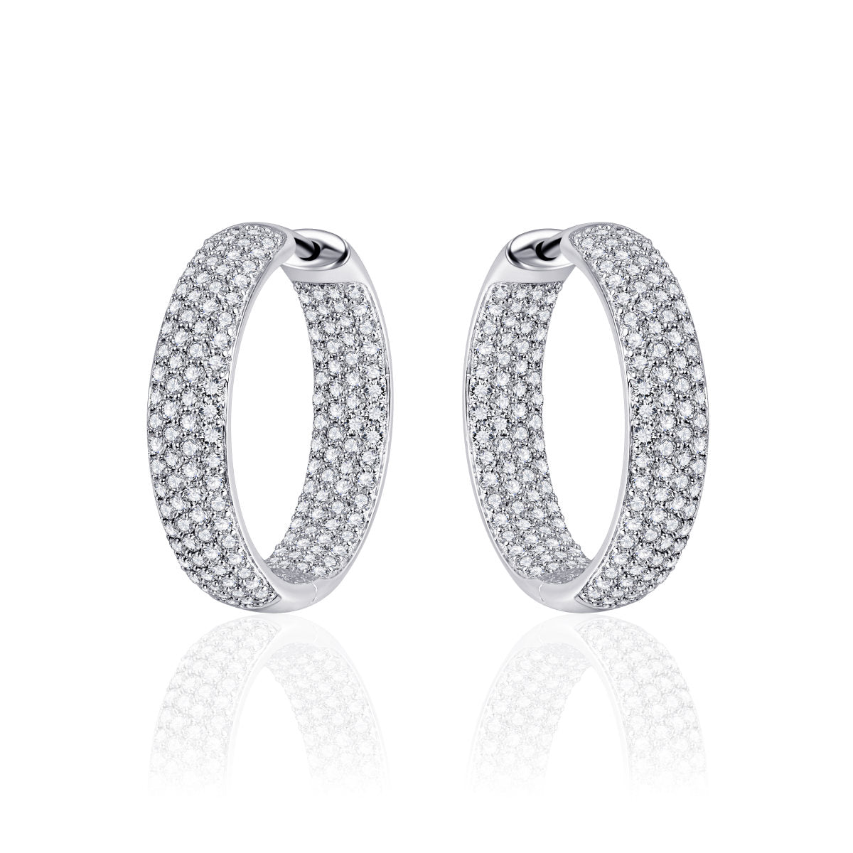 Gisser Oorbellen Zilver Gerhodineerd Zirkonia Wit – KCH5/23