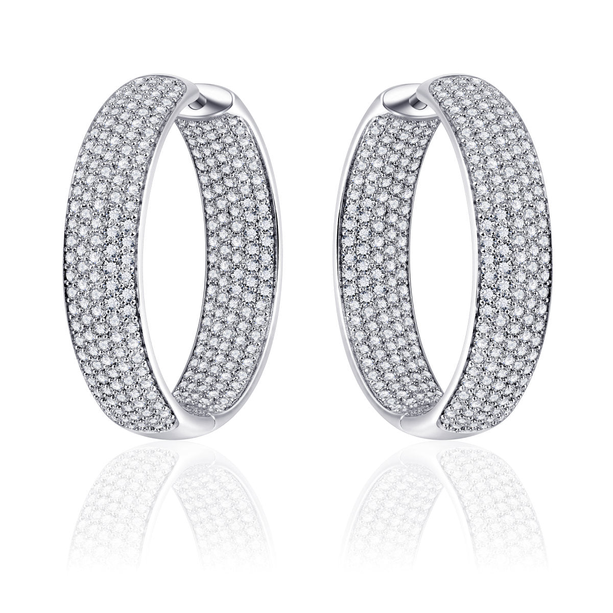 Gisser Oorbellen Zilver Gerhodineerd Zirkonia Wit – KCH7/30