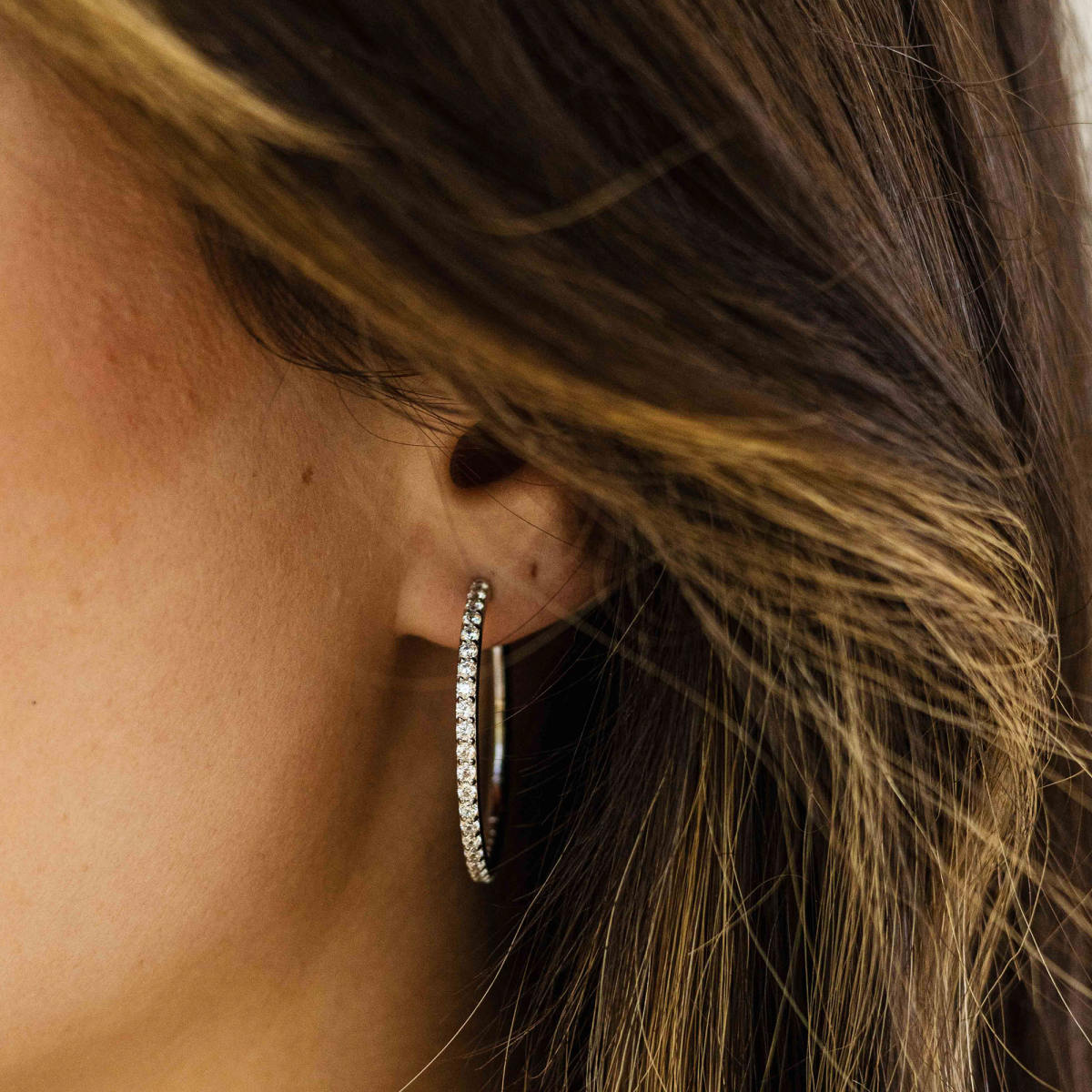 Gisser Oorringen Zilver Gerhodineerd Zirkonia Wit – KCK2/30 – foto 2