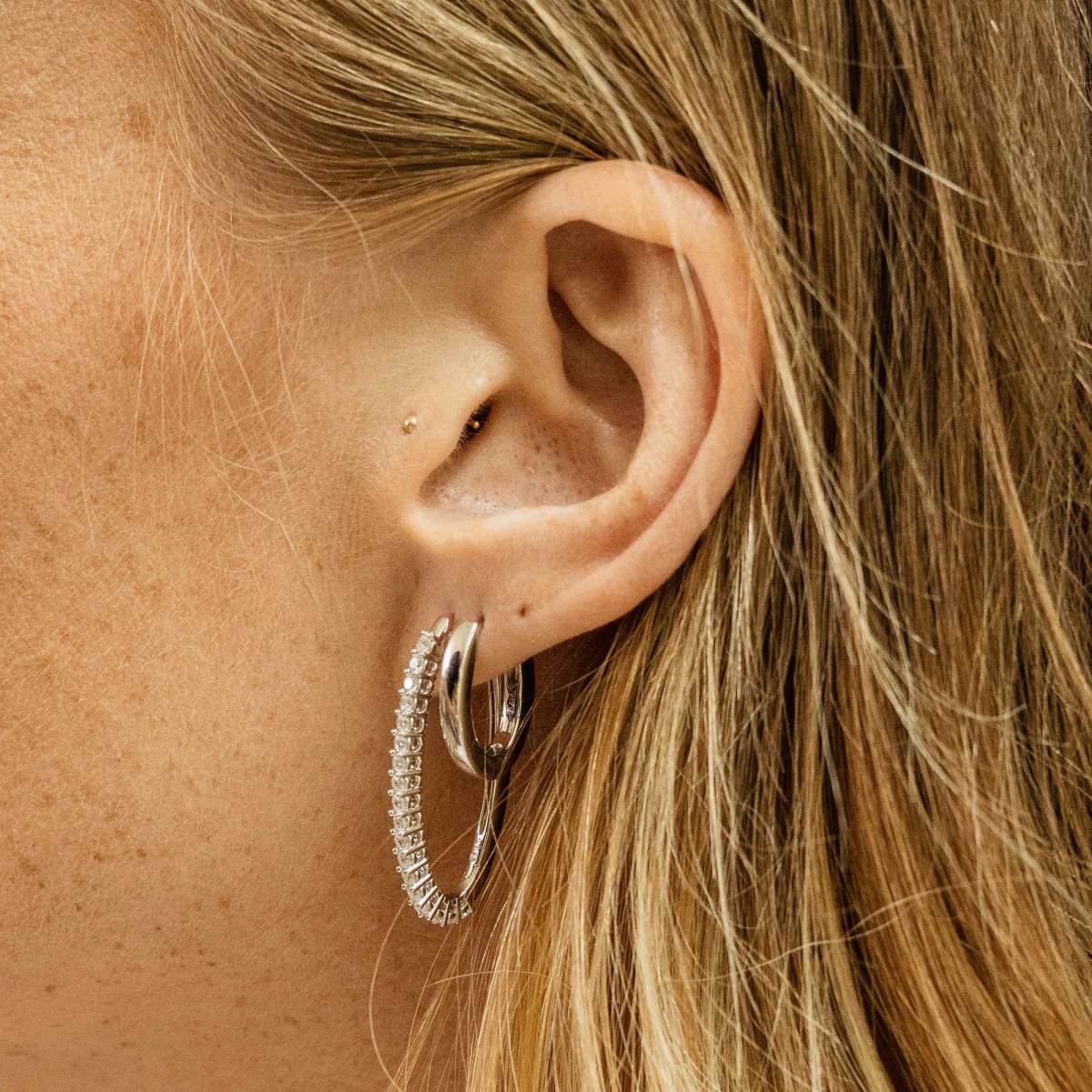 Gisser Oorbellen Zilver Gerhodineerd Zirkonia Wit – KCN2/35 – foto 2