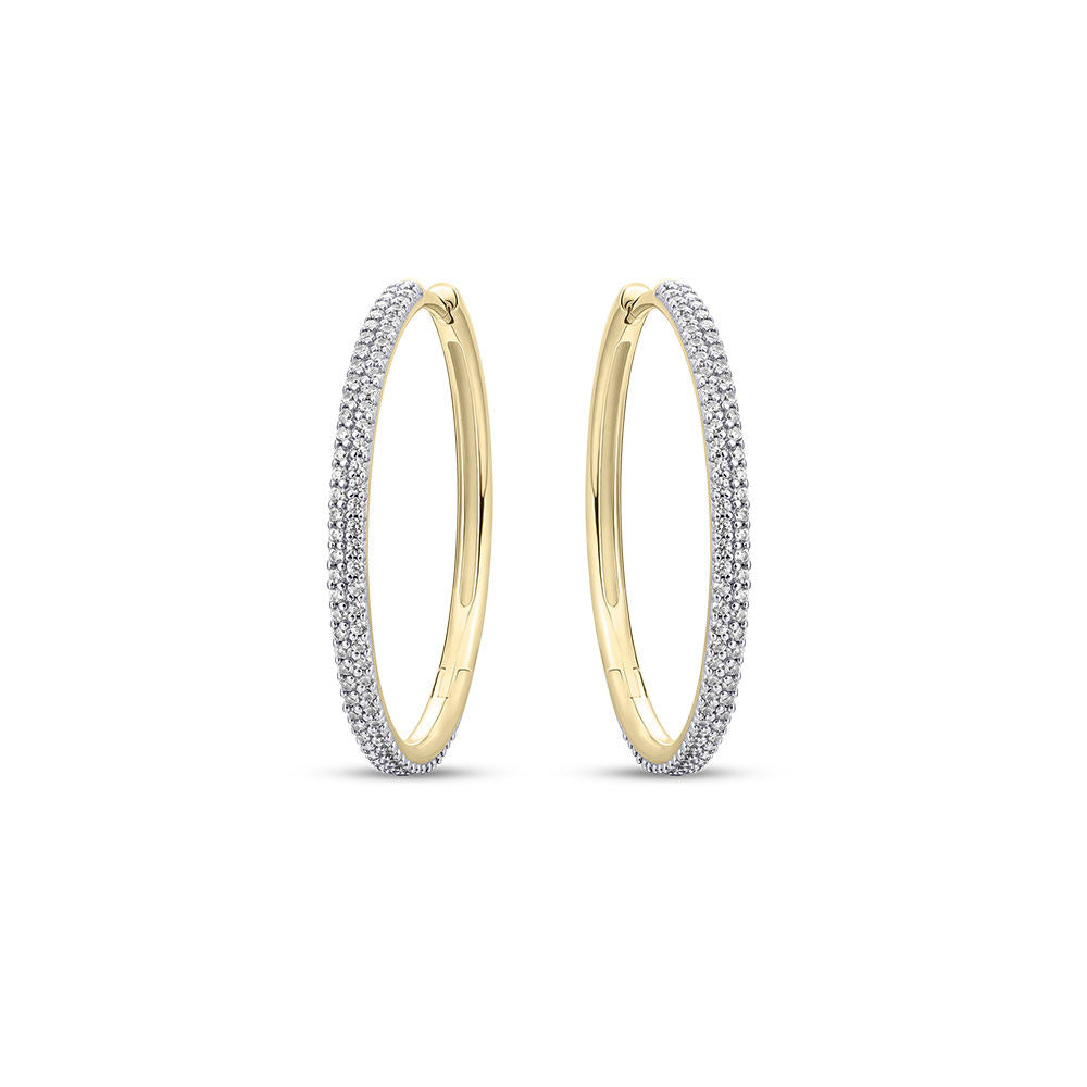 Gisser Oorbellen Zilver Geel Verguld Zirkonia Wit – KCS2/30Y
