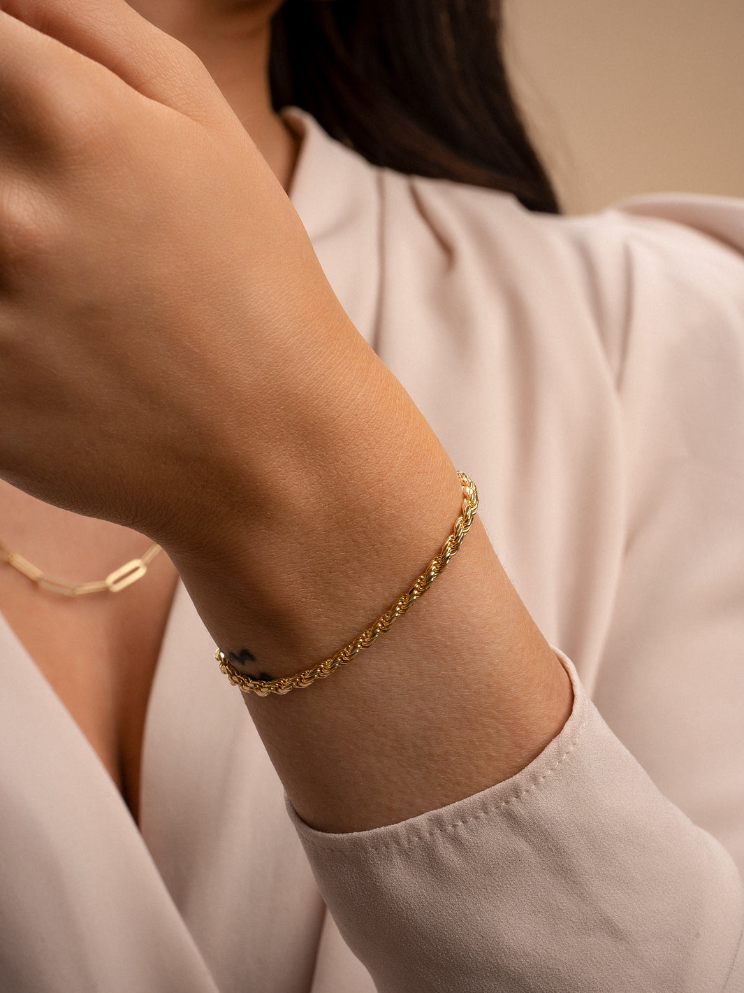 Sparkling Jewels Armband Rope chain gold plated - Silver - 18cm LK-RPG-018