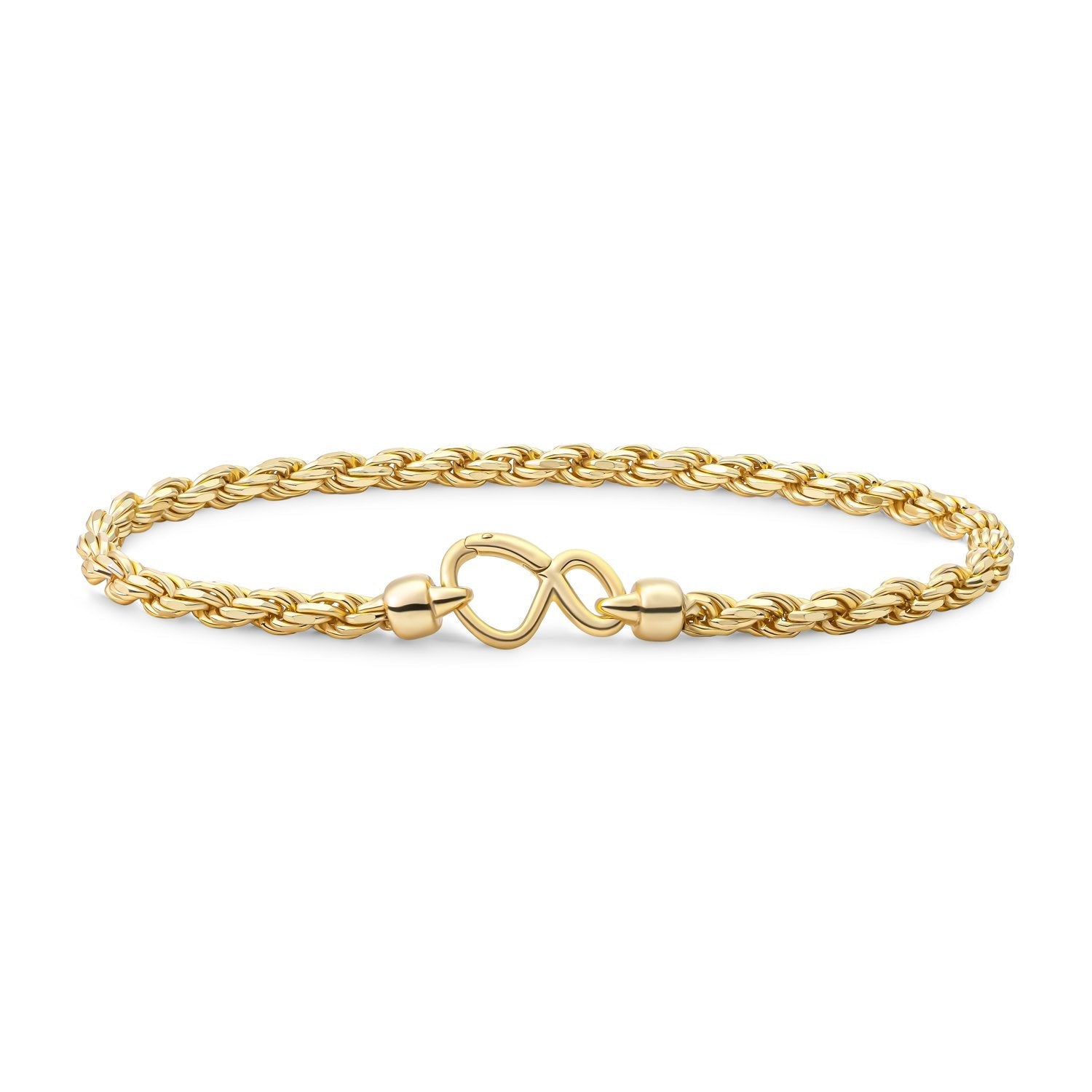 Sparkling Jewels Armband Rope chain gold plated - Silver - 19cm LK-RPG-019