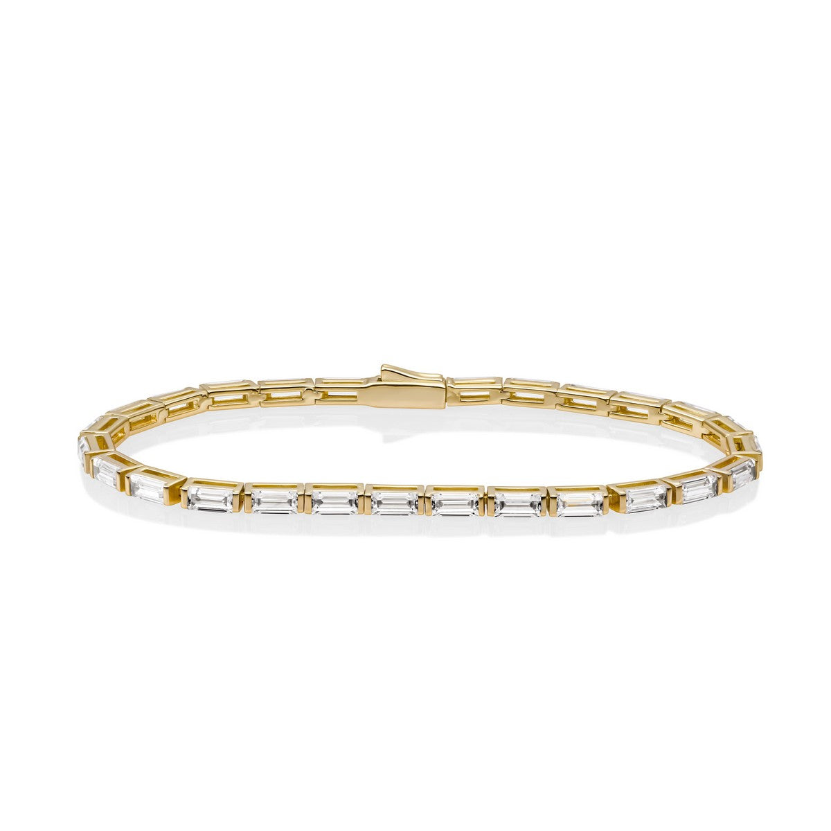 Sparkling Jewels - Armband: Tennis Baguette gold plated - Silver - 19cm - LK-TBG-019, exclusief en kwalitatief hoogwaardig. Ontdek nu!