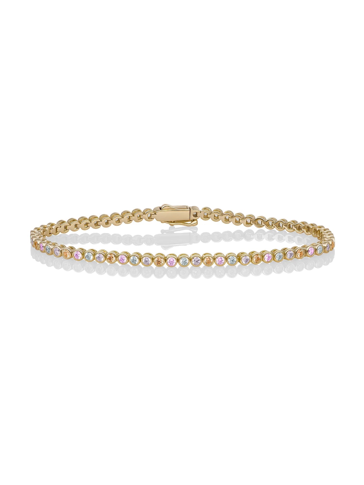 Sparkling Jewels armband Tennis Round Multi CZ gold plated - Silver - LK-TBG-02-MULTI - PansiteNederland.nl