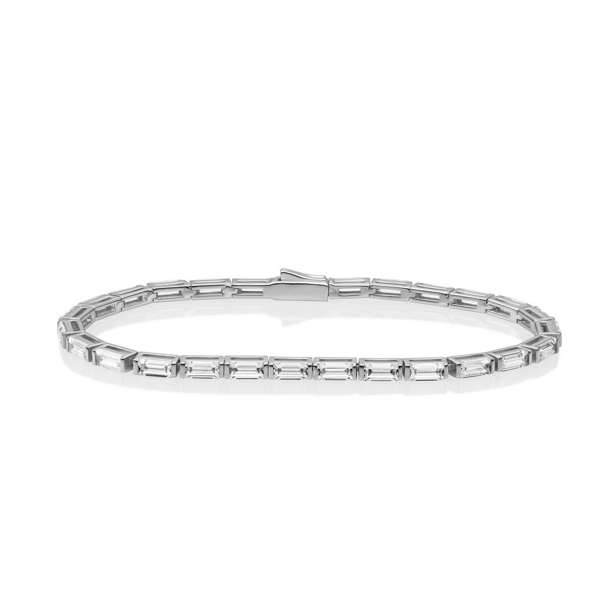 Sparkling Jewels - Armband: Tennis Baguette rhodium plated - Silver - 18cm - LK-TBS-018, exclusief en kwalitatief hoogwaardig. Ontdek nu!