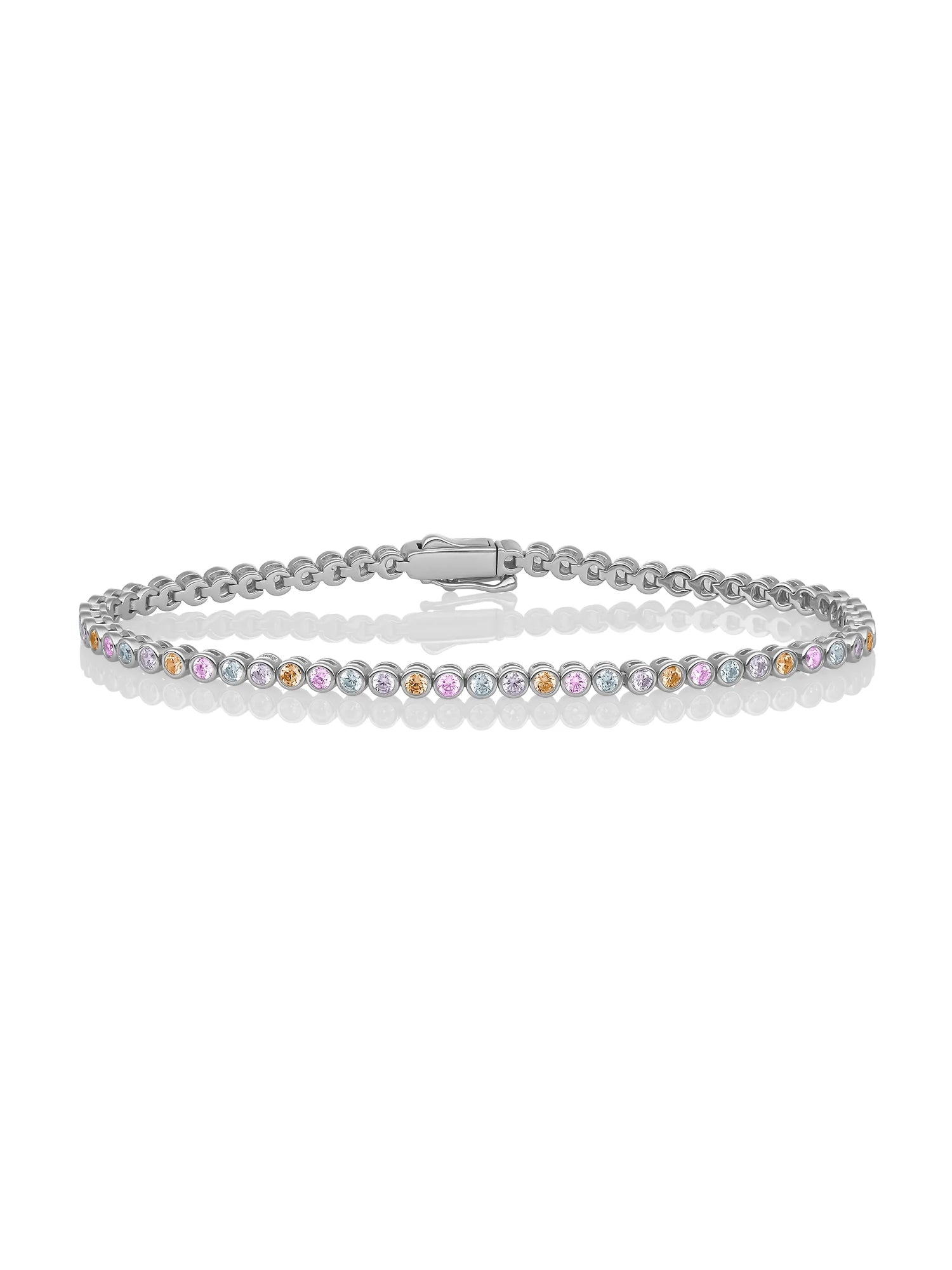 Sparkling Jewels armband Tennis Round Multi CZ rhodium plated - Silver  LK-TBS-02-MULTI - PansiteNederland.nl