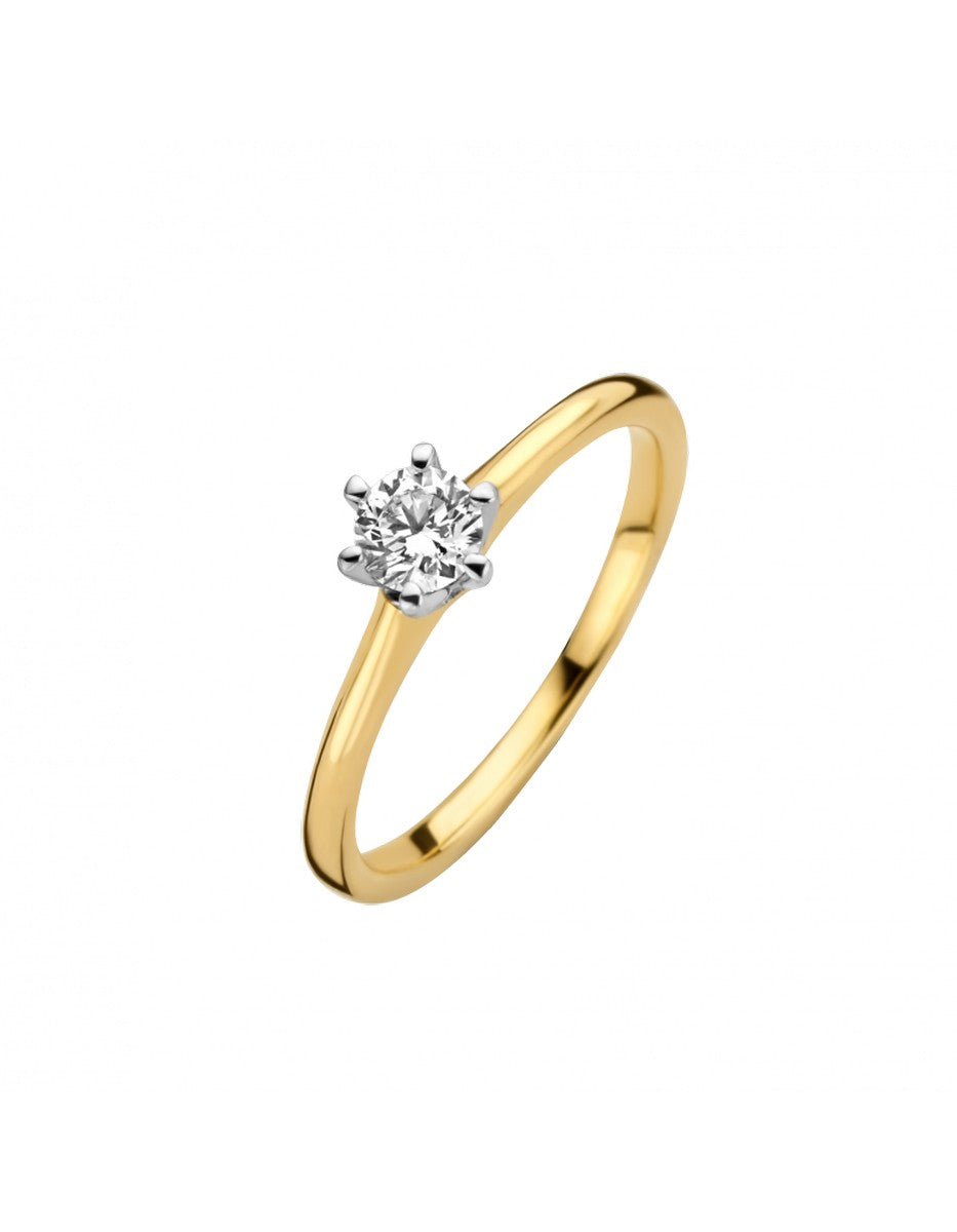 14K Bicolor gouden Reale ring 1 x 0.20 crt G/Vsi | G - Top Wesselton - Fijn wit
