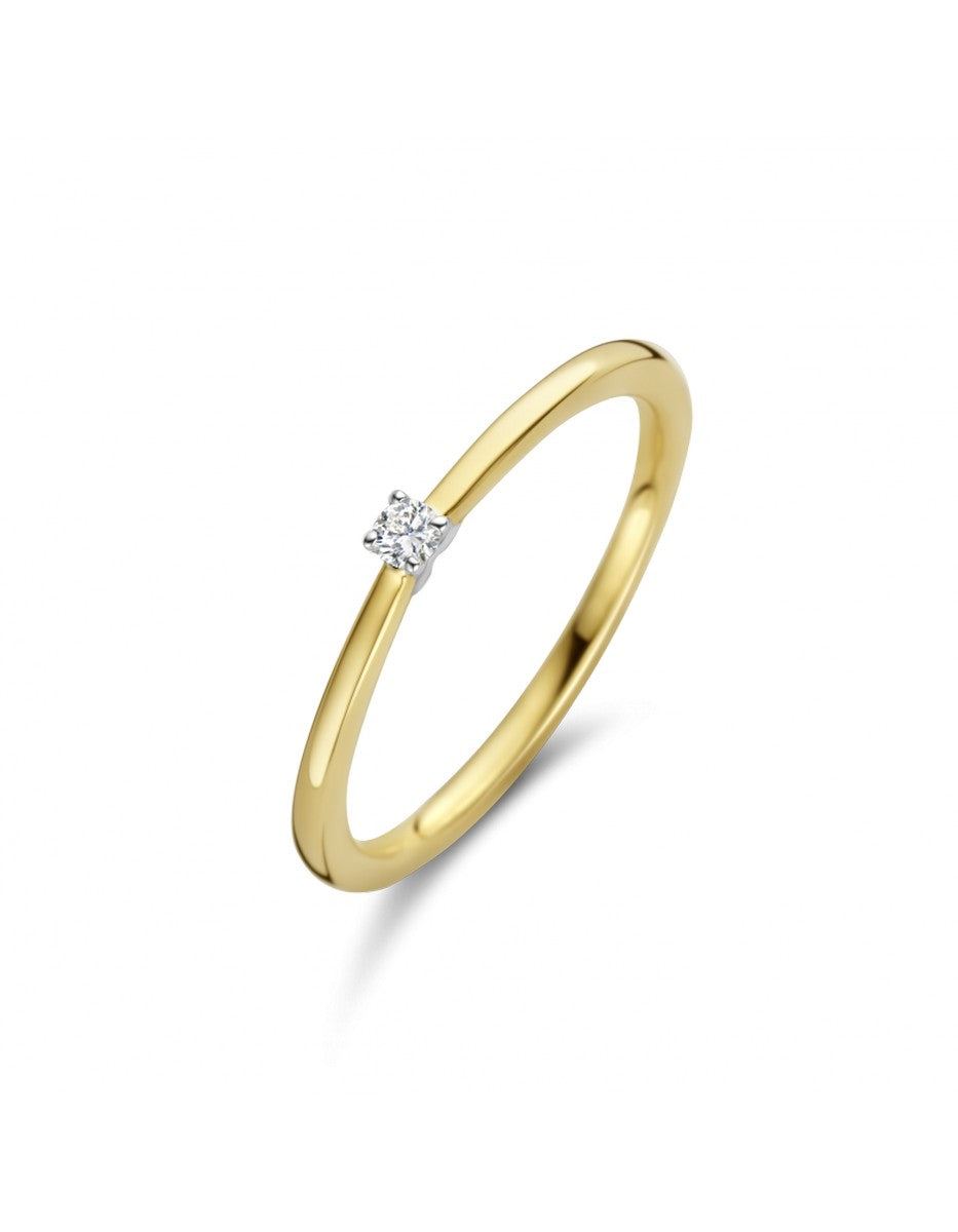 14K Bicolor gouden Briljant ring Madrid ring 0.05 crt H/Si | H -  Wesselton - Wit