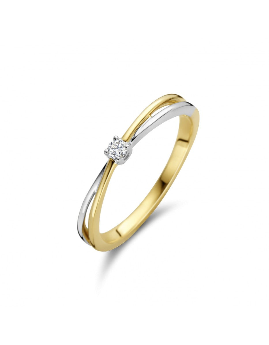 14K Bicolor gouden Briljant ring Sofia ring 0.05 crt H/Si | H -  Wesselton - Wit