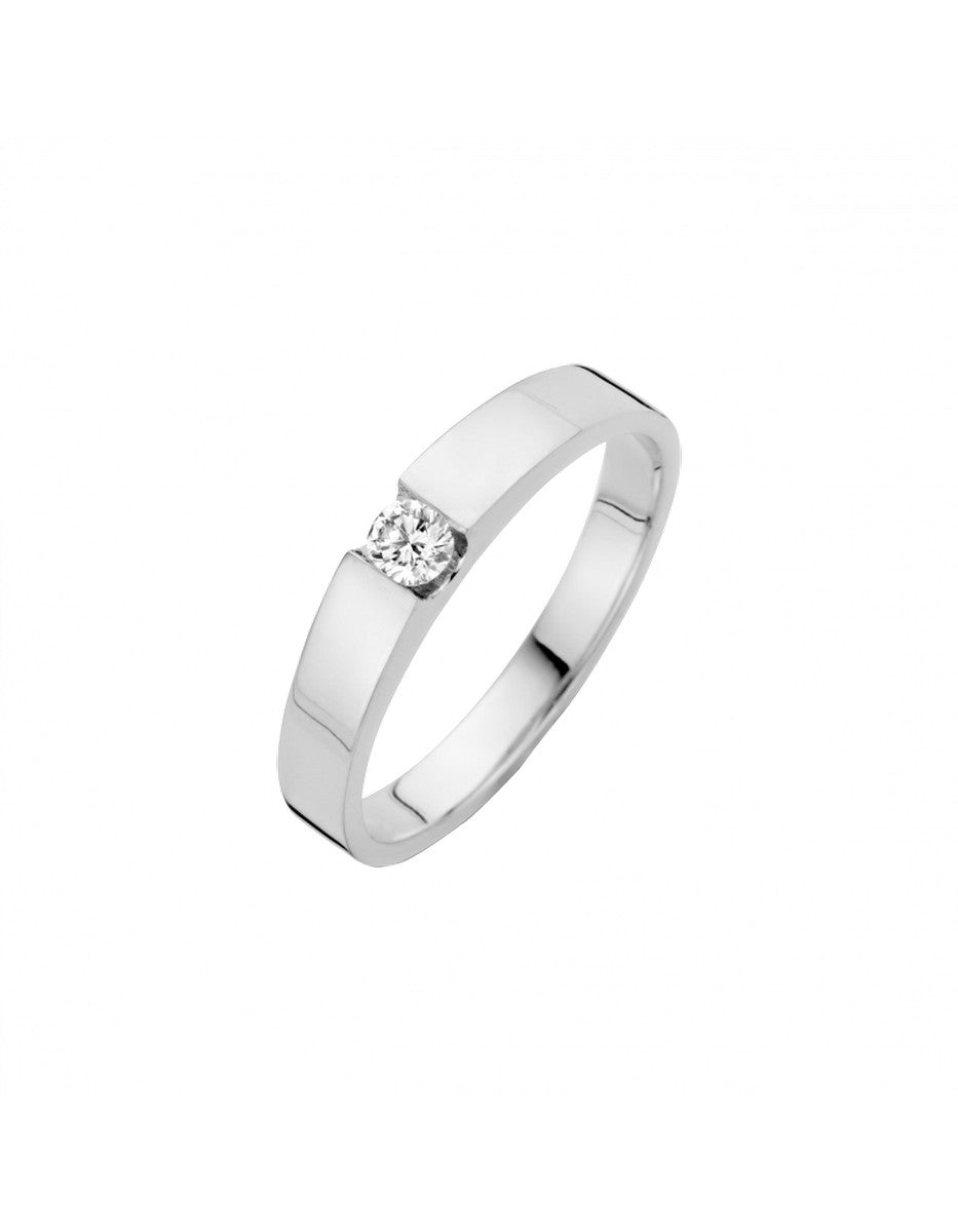 14K Witgouden Stretto ring 1 x 0.10 crt G/Vsi | G - Top Wesselton - Fijn wit