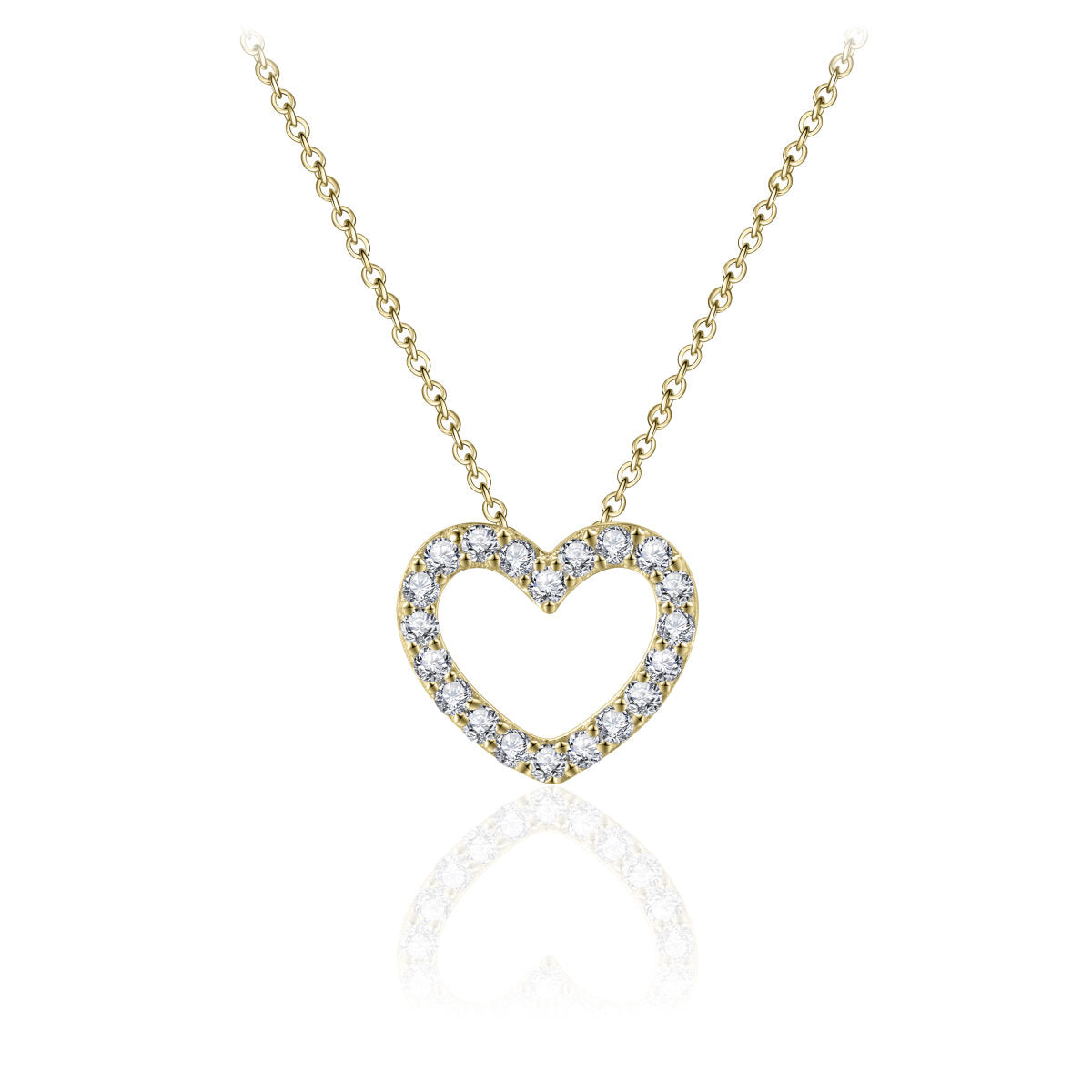 Gisser Ketting Zilver Geel Verguld Zirkonia Wit 42+5 cm – N1024Y