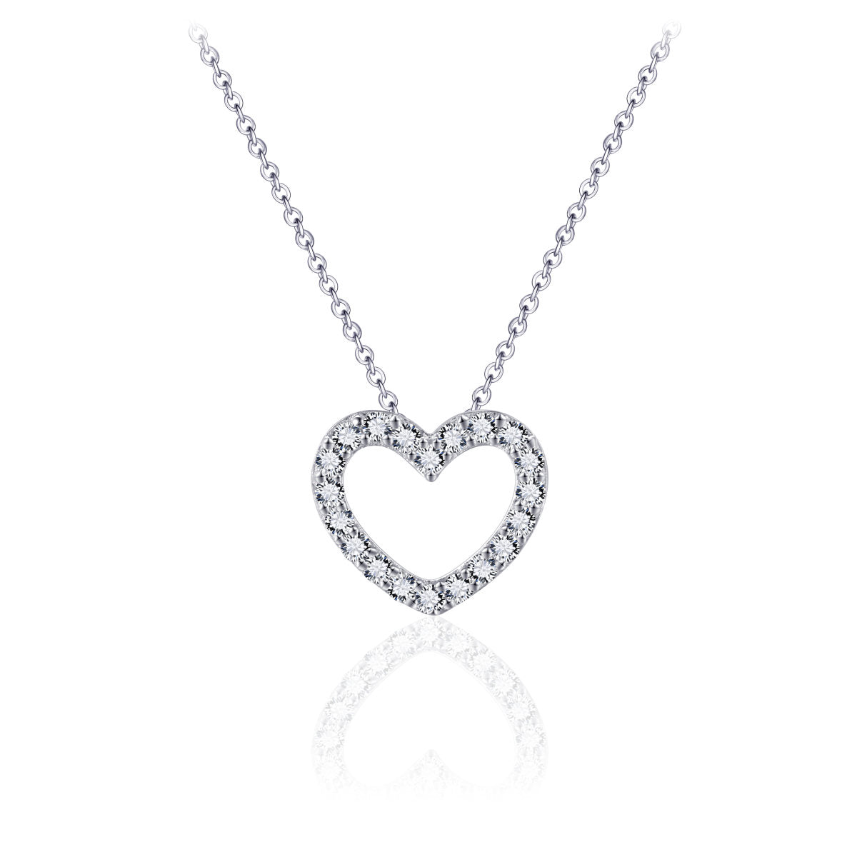 Gisser Ketting Zilver Gerhodineerd Zirkonia Wit 42+5 cm – N1024