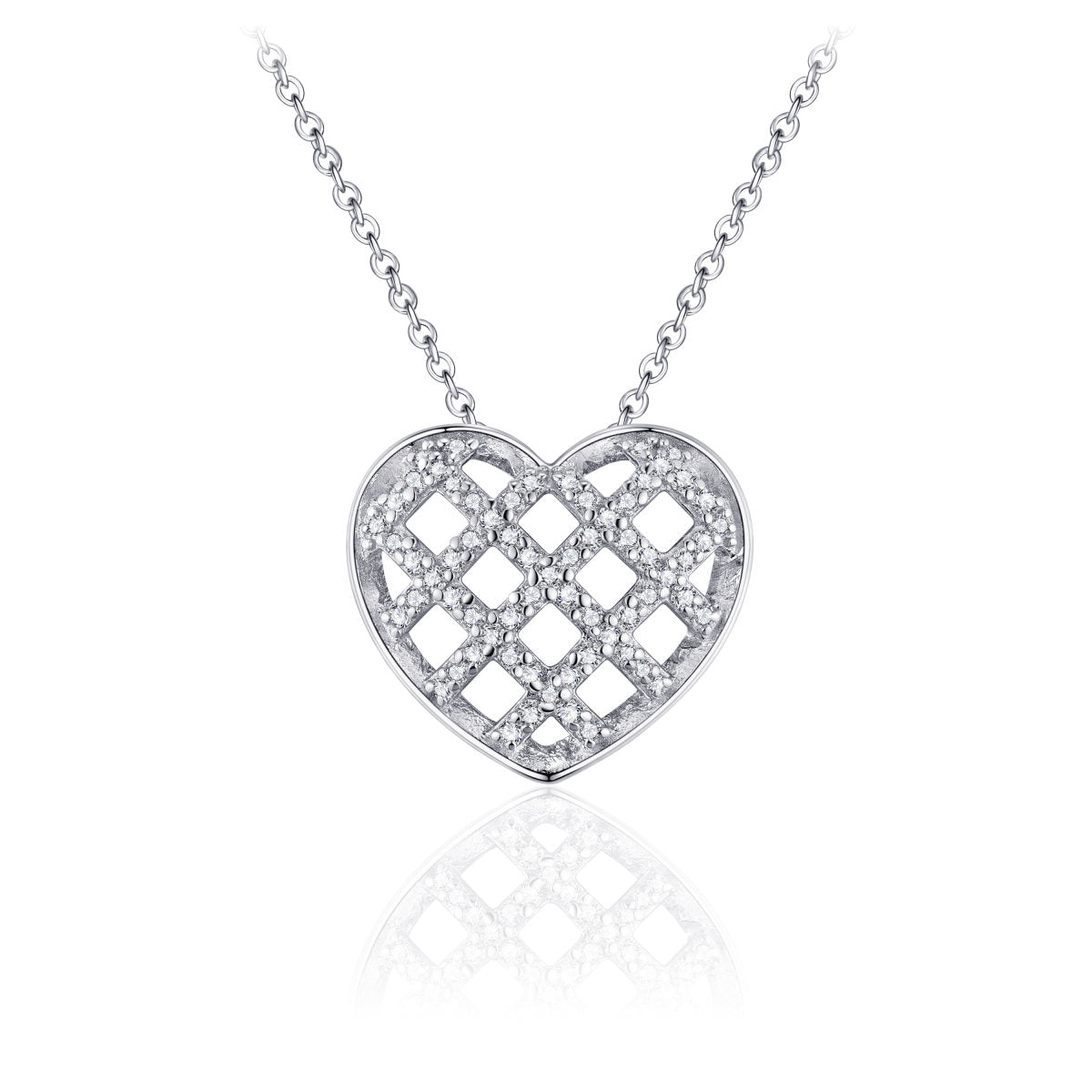 Gisser Ketting Zilver Gerhodineerd Zirkonia Wit 42+5 cm – N1034