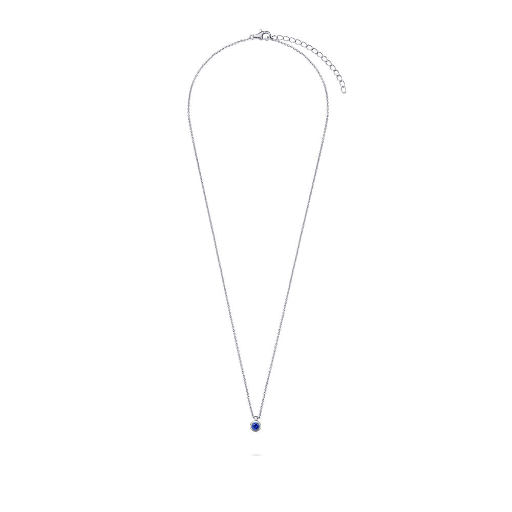 Gisser Ketting Zilver Gerhodineerd Zirkonia Blauw 42+5 cm – N1036B – foto 2
