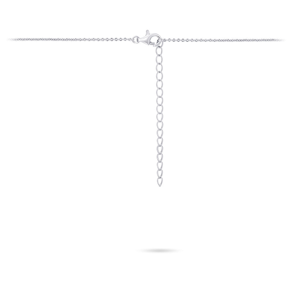 Gisser Ketting Zilver Gerhodineerd Zirkonia Blauw 42+5 cm – N1036B – foto 3