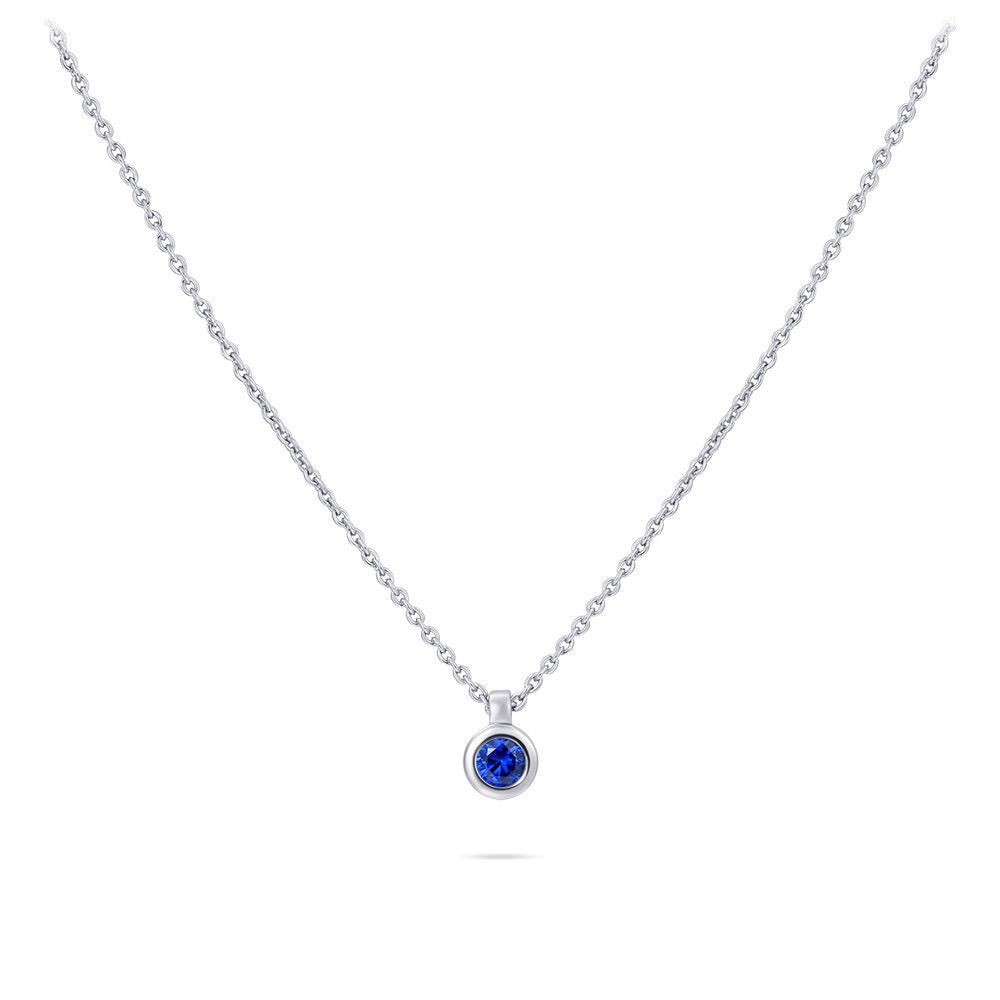 Gisser Ketting Zilver Gerhodineerd Zirkonia Blauw 42+5 cm – N1036B