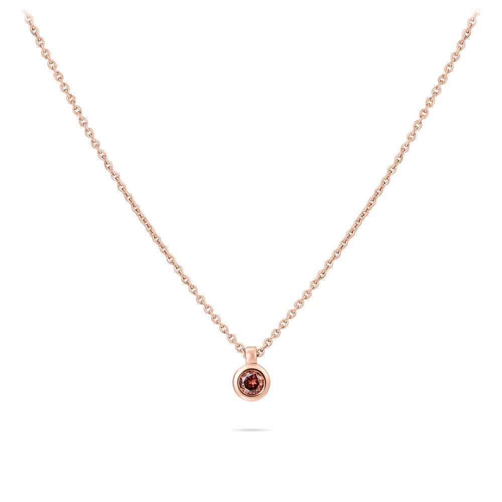 Gisser Ketting Zilver Roséverguld Zirkonia Bruin 42+5 cm – N1036RBR
