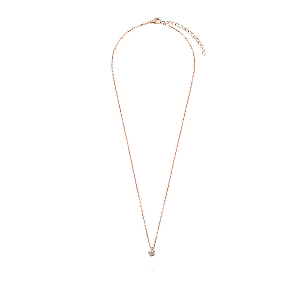 Gisser Ketting Zilver Roséverguld Zirkonia Wit 42+5 cm – N1036R – foto 2