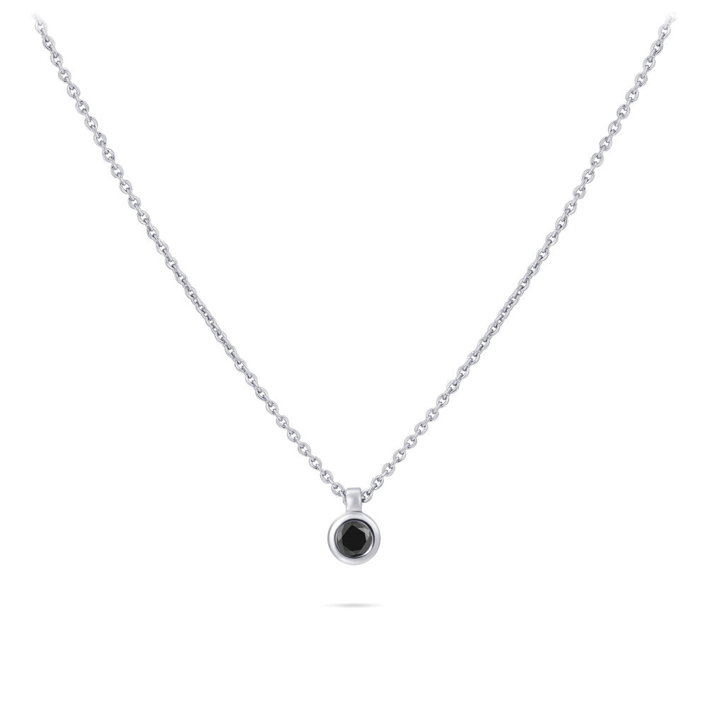 Gisser Ketting Zilver Gerhodineerd Zirkonia Zwart 42+5 cm – N1036Z