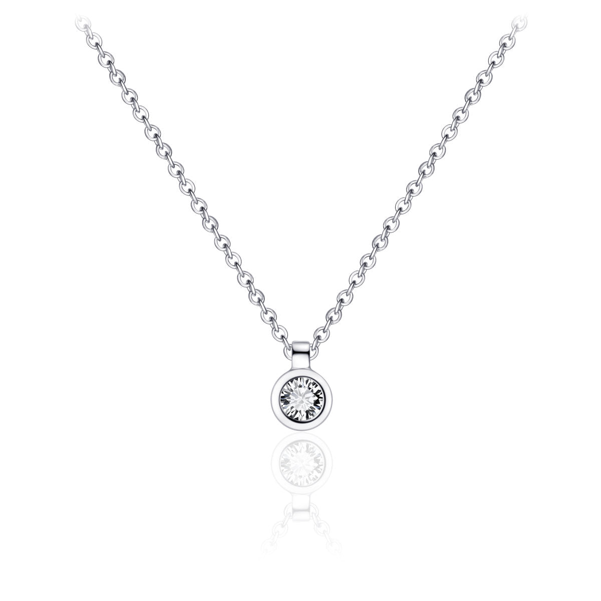 Gisser Ketting Zilver Gerhodineerd Zirkonia Wit 42+5 cm – N1036