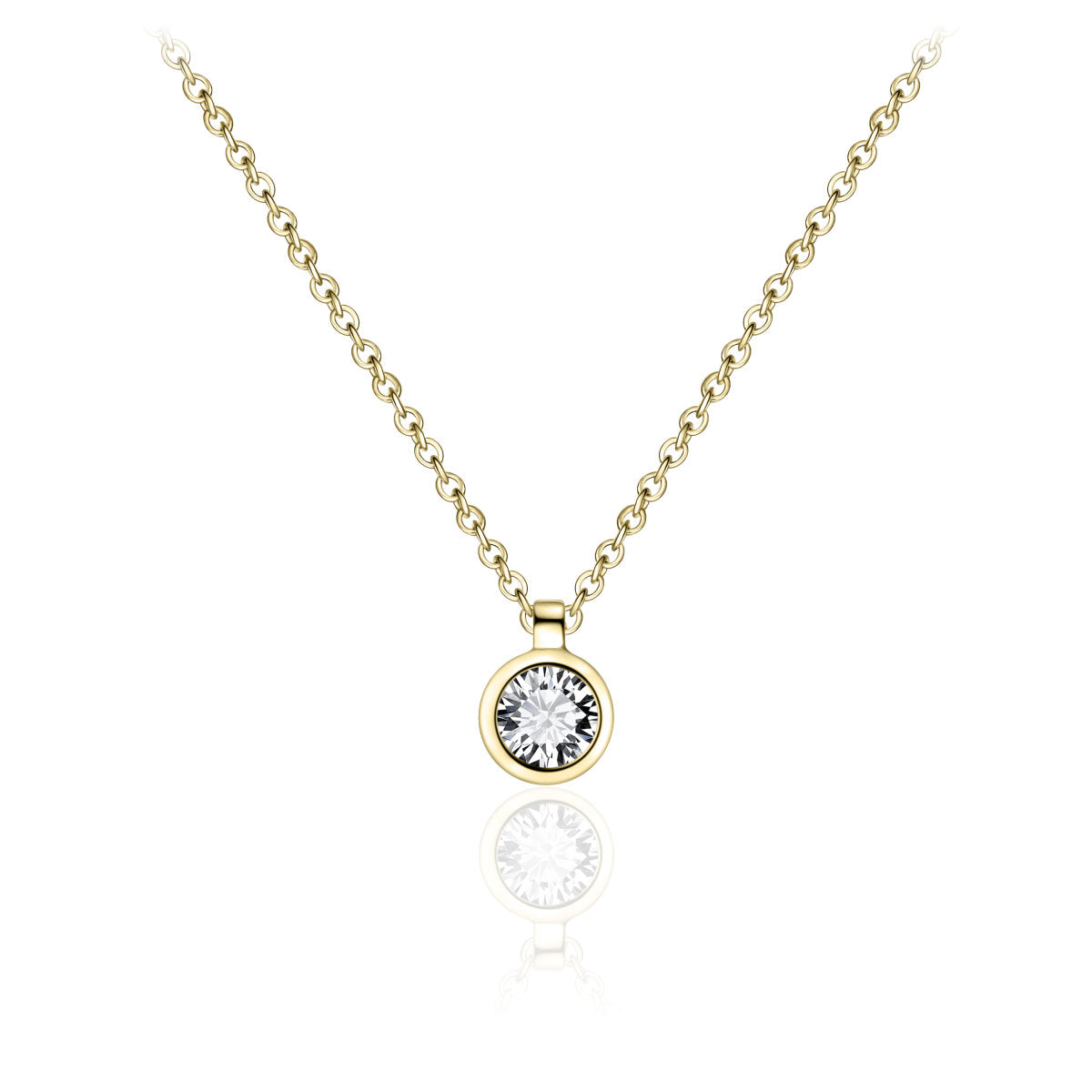 Gisser Ketting Zilver Geel Verguld Zirkonia Wit 42+5 cm – N1037Y
