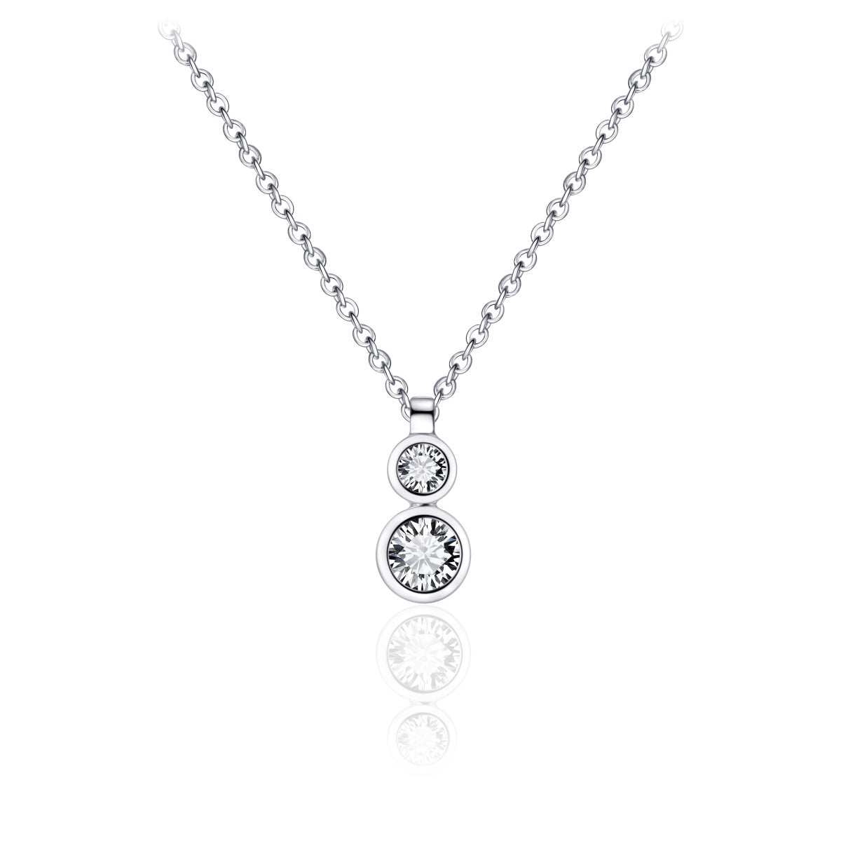 Gisser Ketting Zilver Gerhodineerd Zirkonia Wit 42+5 cm – N1038