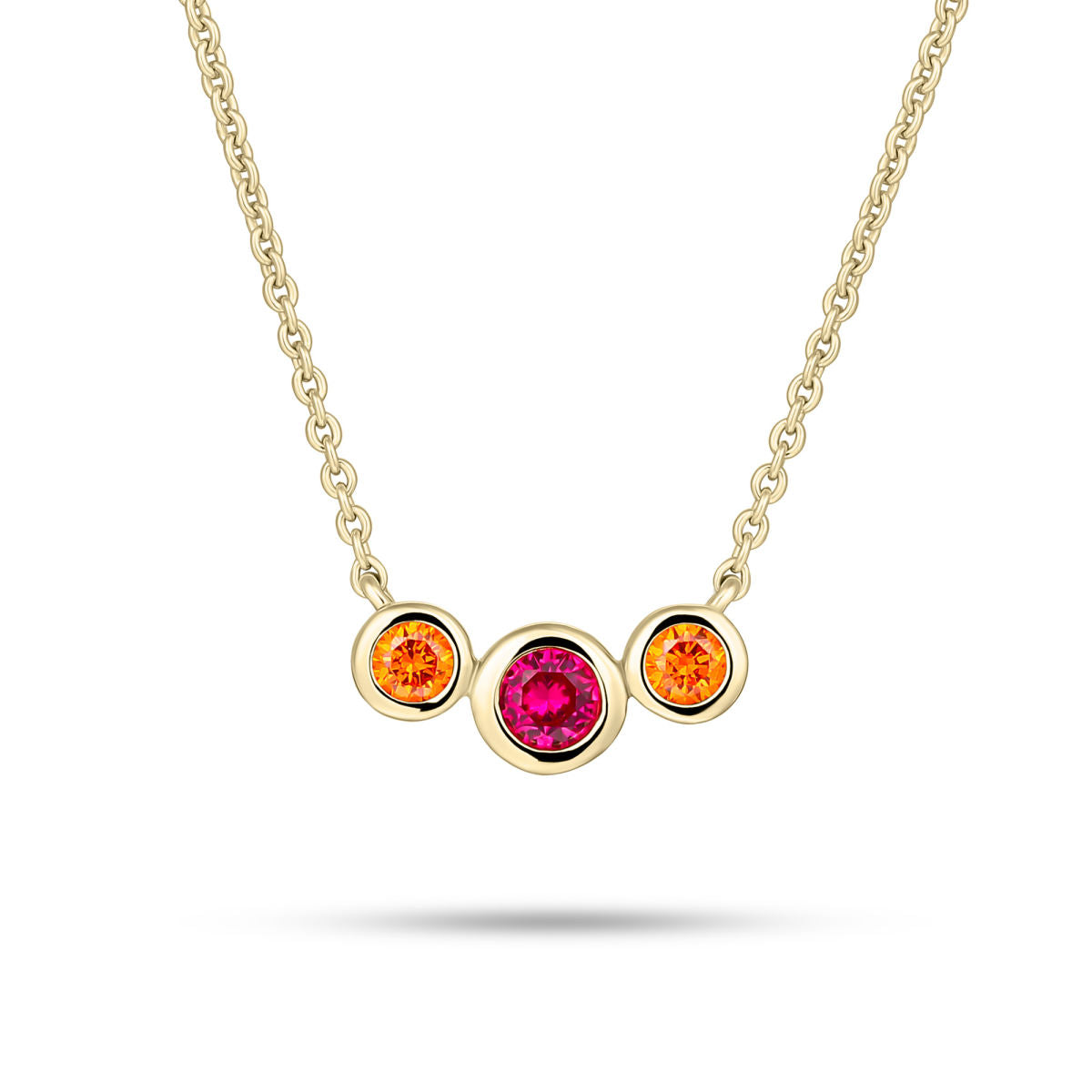 Gisser Ketting Zilver Geel Verguld Zirkonia 42+5 cm – N1040YOF