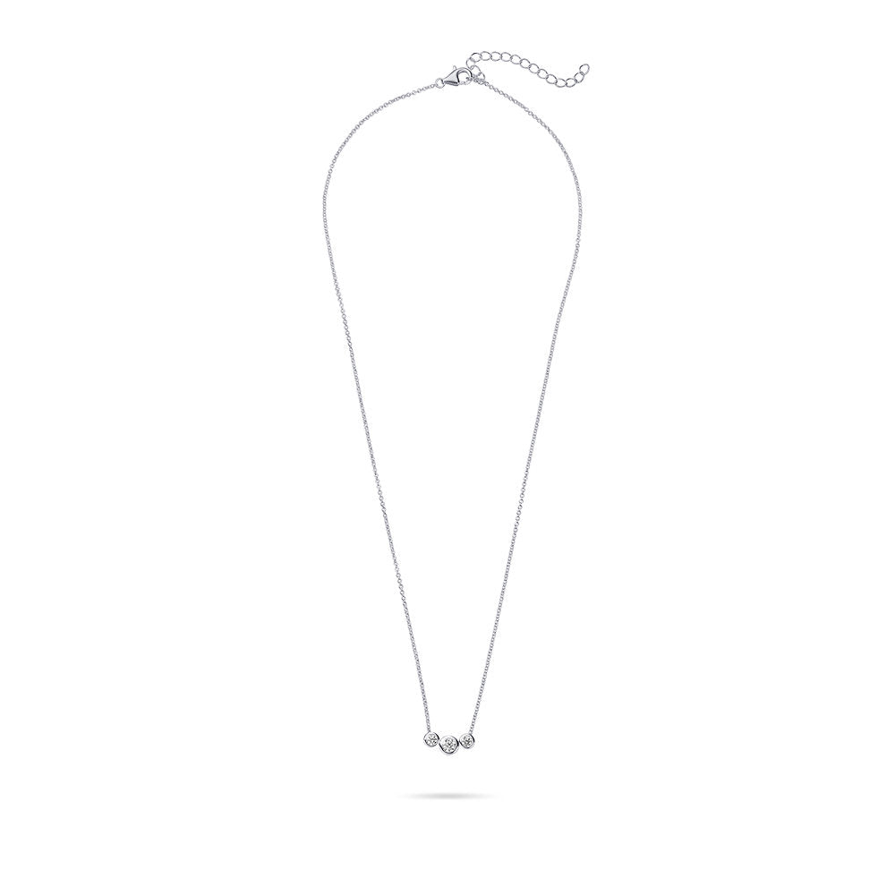 Gisser Ketting Zilver Gerhodineerd Zirkonia Wit 42+5 cm – N1040 – foto 2
