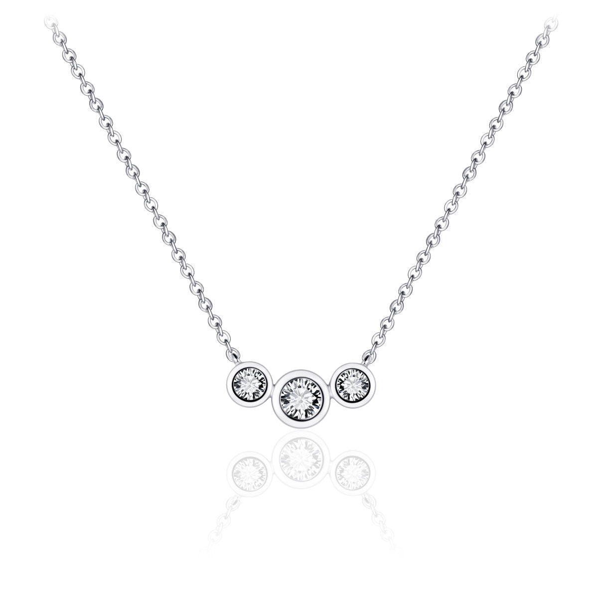 Gisser Ketting Zilver Gerhodineerd Zirkonia Wit 42+5 cm – N1040