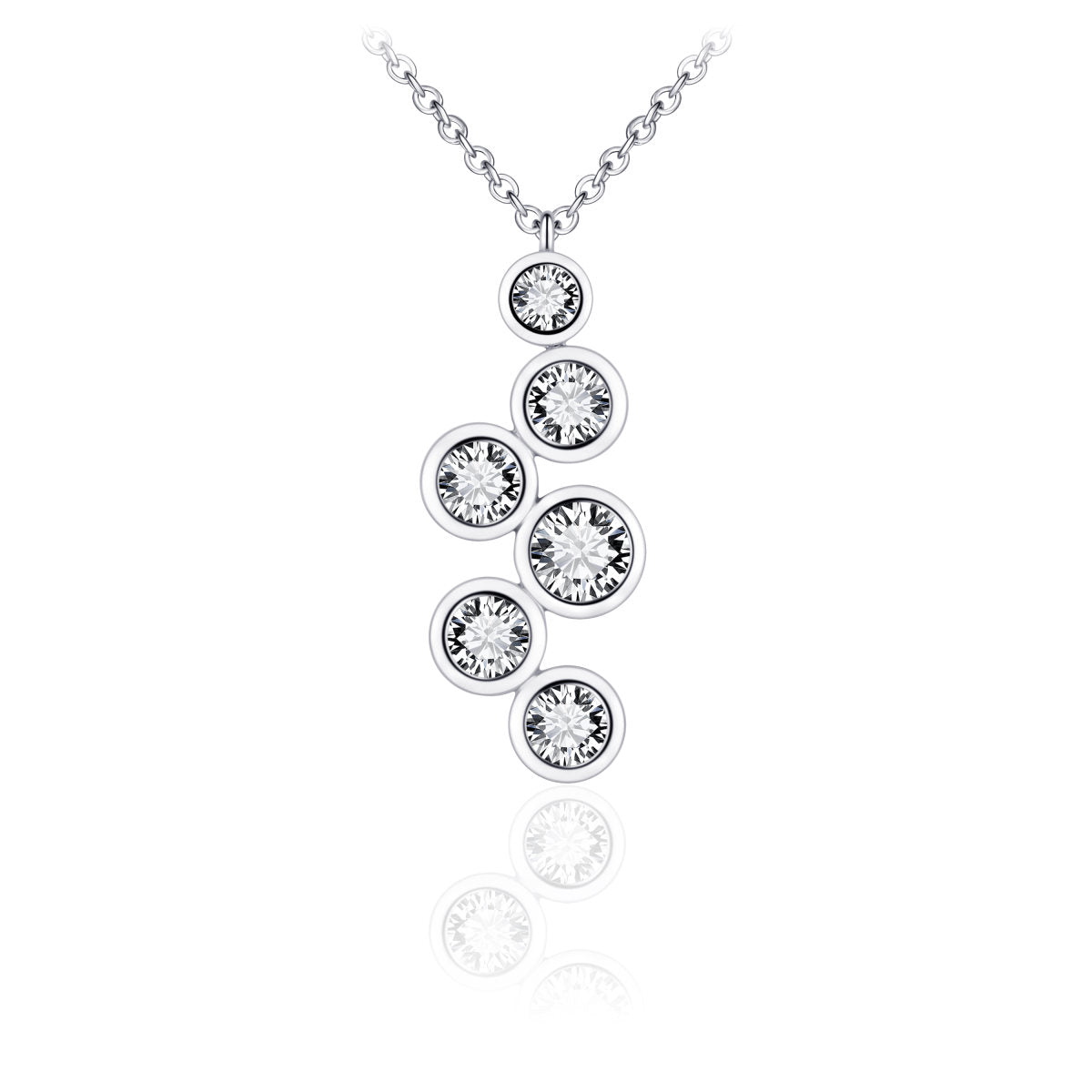 Gisser Ketting Zilver Gerhodineerd Zirkonia Wit 42+5 cm – N1047
