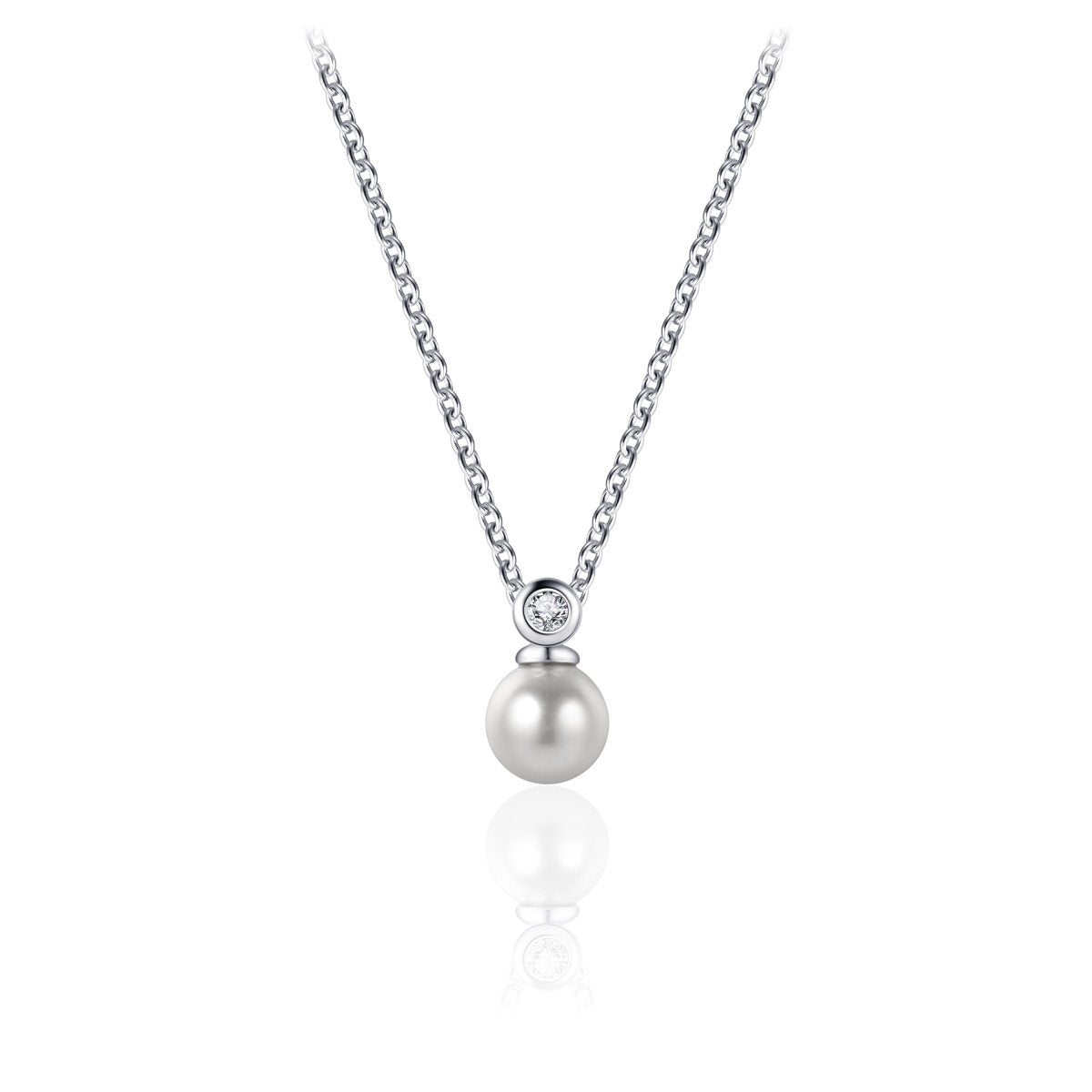 Gisser Ketting Zilver Gerhodineerd Zirkonia Wit 42+3 cm – N1059