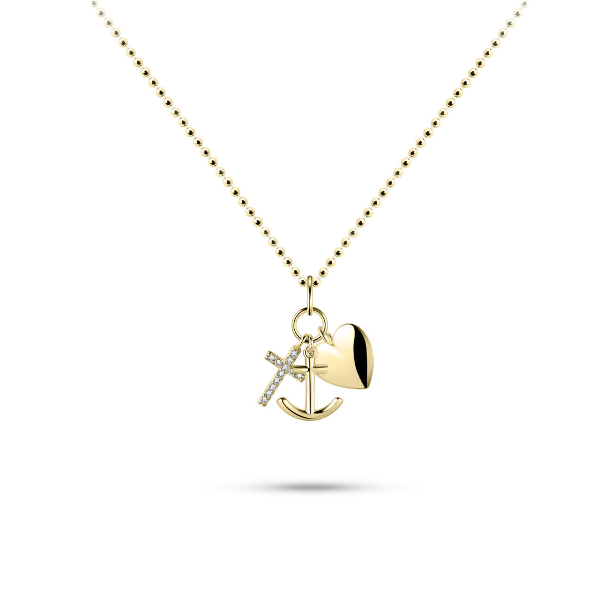 Gisser Ketting Zilver Geel Verguld Zirkonia Wit 50 cm – N1063Y