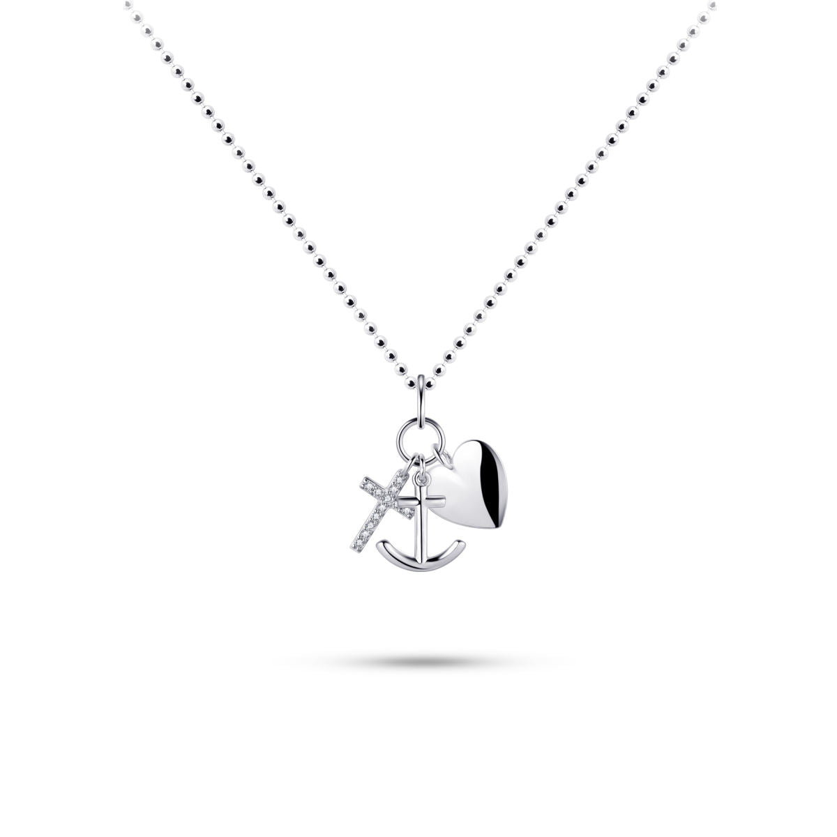 Gisser Ketting Zilver Gerhodineerd Zirkonia Wit 50 cm – N1063