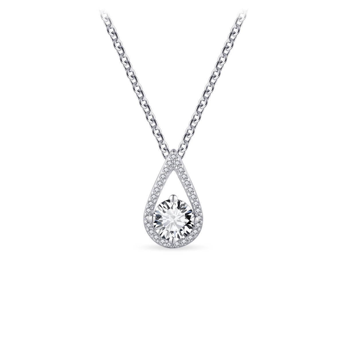 Gisser Ketting Zilver Gerhodineerd Zirkonia Wit 42+5 cm – N1082
