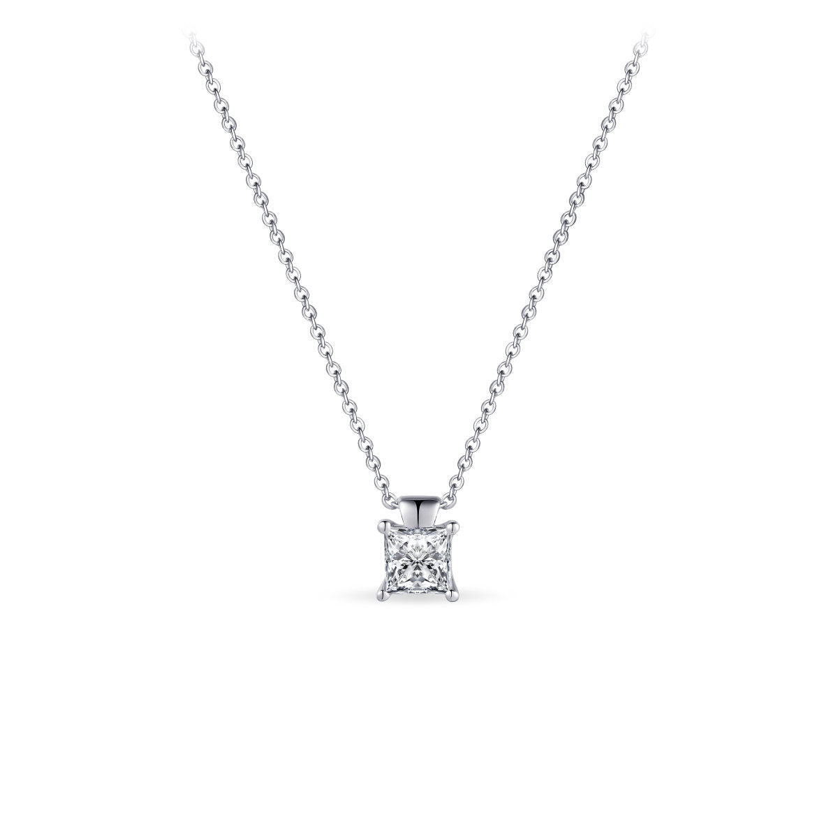 Gisser Ketting Zilver Gerhodineerd Zirkonia Wit 42+5 cm – N1085