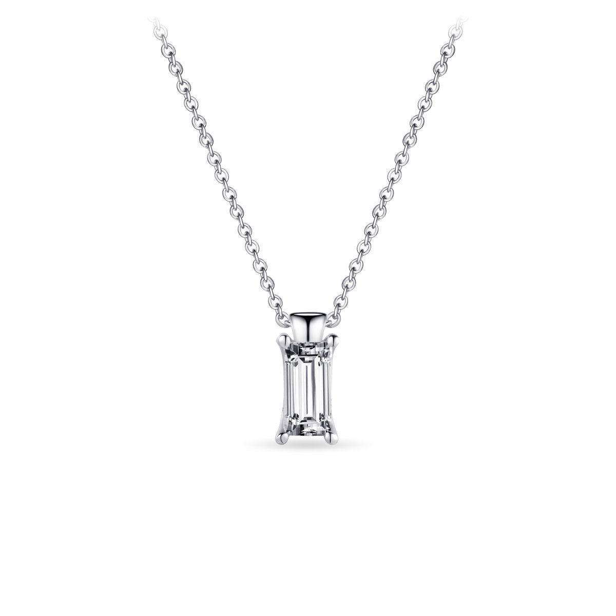 Gisser Ketting Zilver Gerhodineerd Zirkonia Wit 42+5 cm – N1086