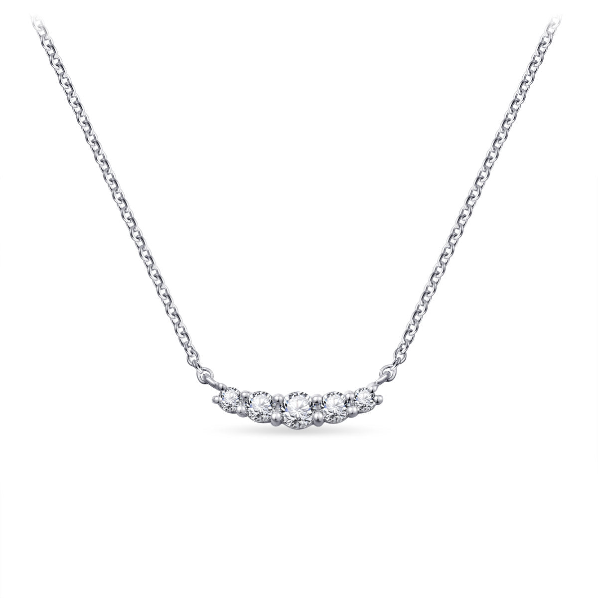 Gisser Ketting Zilver Gerhodineerd Zirkonia Wit 42+5 cm – N1087