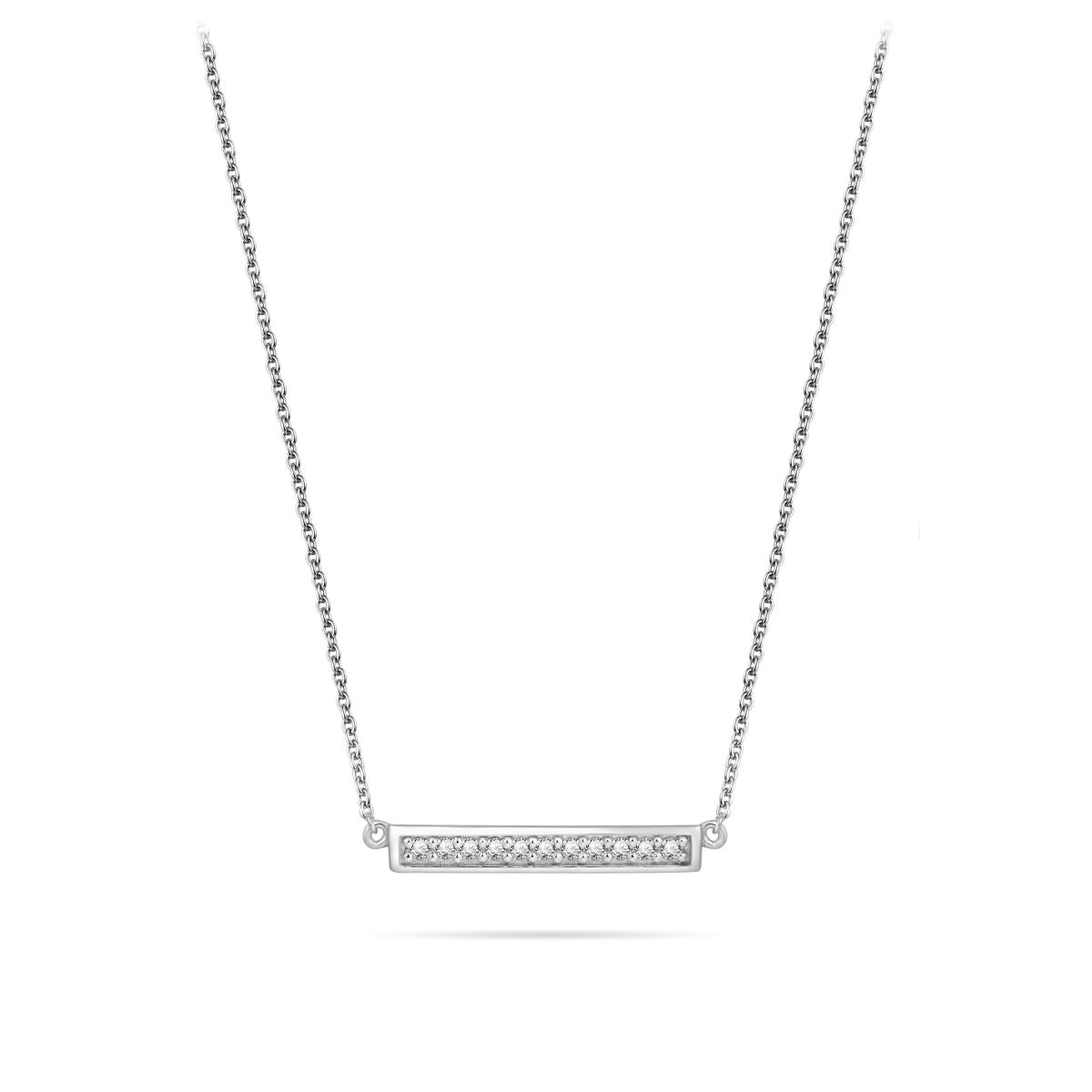 Gisser Ketting Zilver Gerhodineerd Zirkonia Wit 42+5 cm – N1088