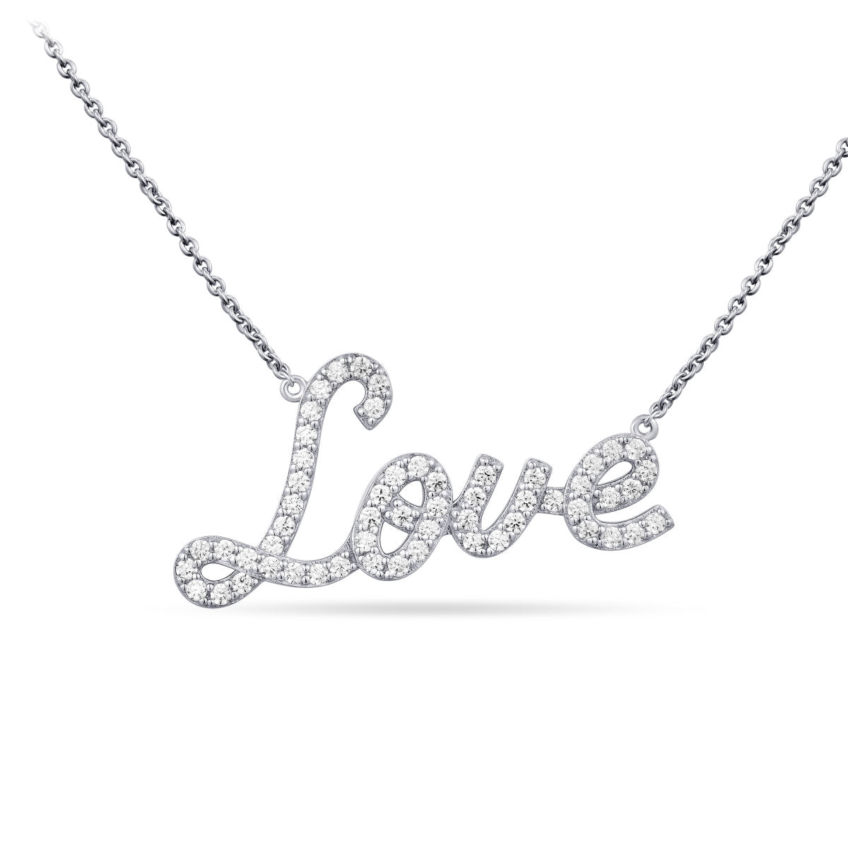 Gisser Ketting Zilver Gerhodineerd Zirkonia Wit 42+5 cm – N1089