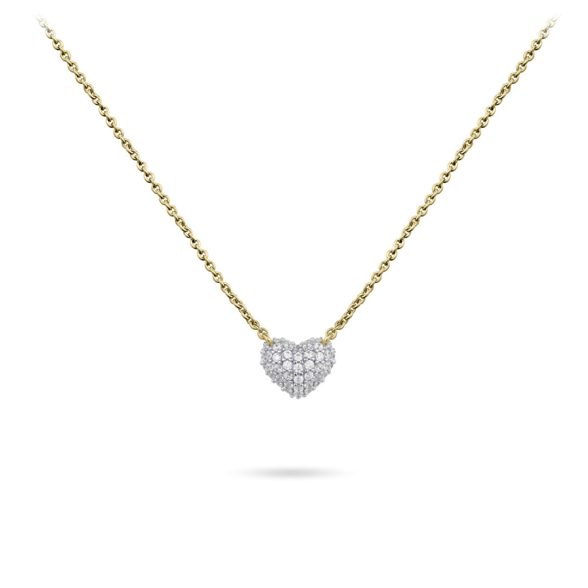 Gisser Ketting Zilver Geel Verguld Zirkonia Wit 42+5 cm – N1090BI