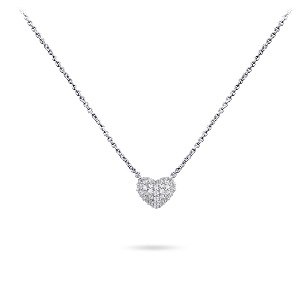 Gisser Ketting Zilver Gerhodineerd Zirkonia Wit 42+5 cm – N1090
