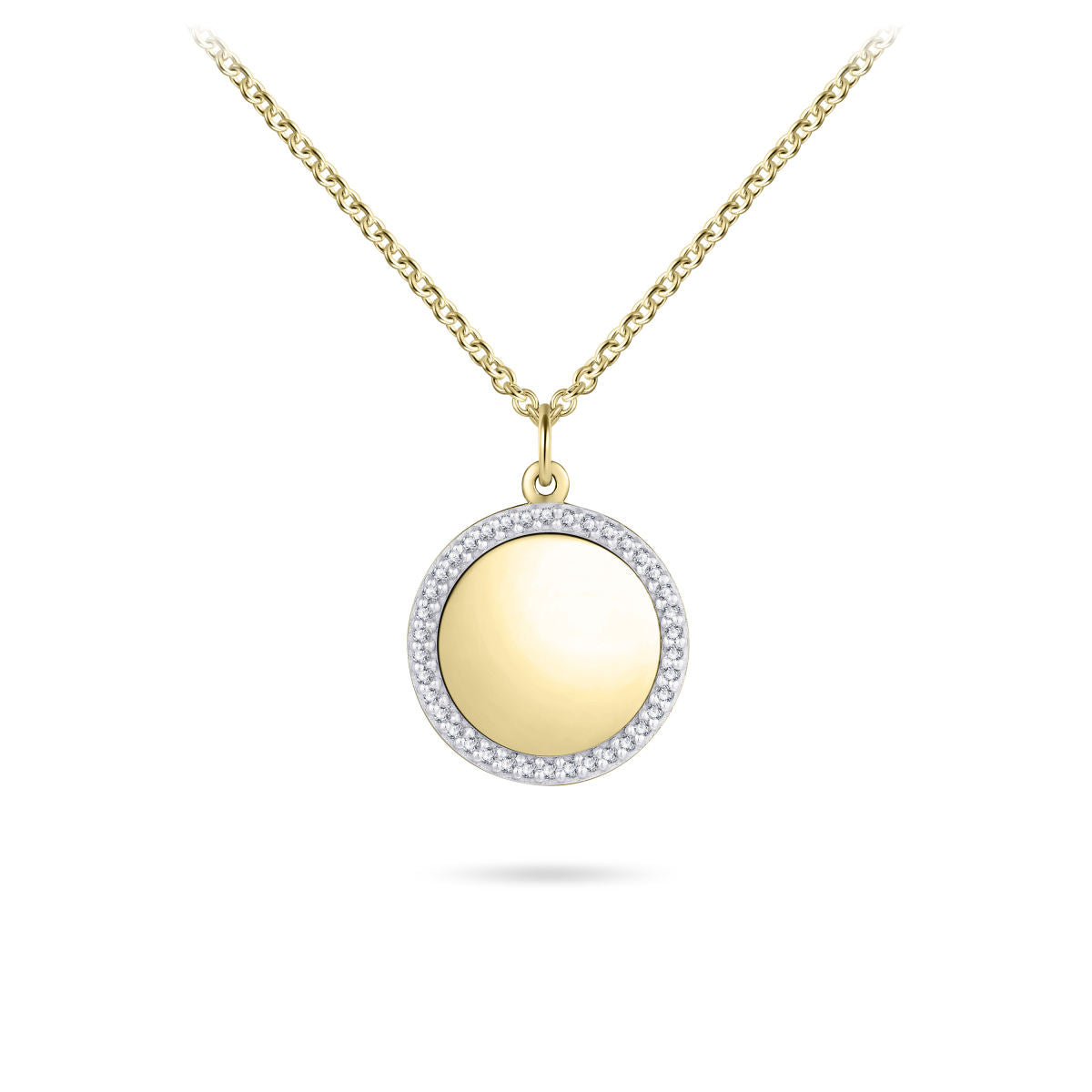 Gisser Ketting Zilver Geel Verguld Zirkonia Wit 42+5 cm – N1099Y